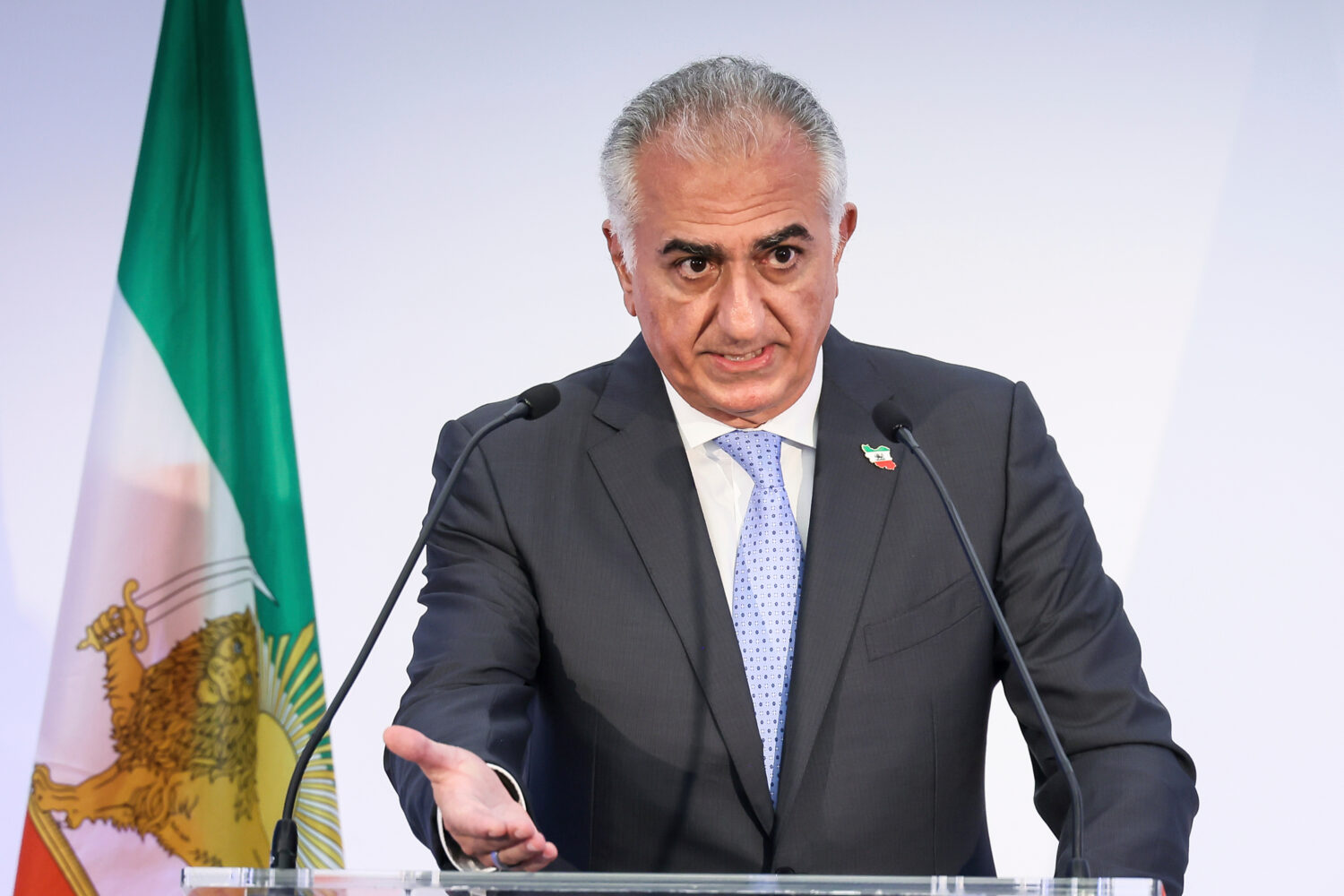 FILE - Reza Pahlavi, the son of Iran's toppled Shah Mohammad Reza Pahlavi, speaks during a news con...