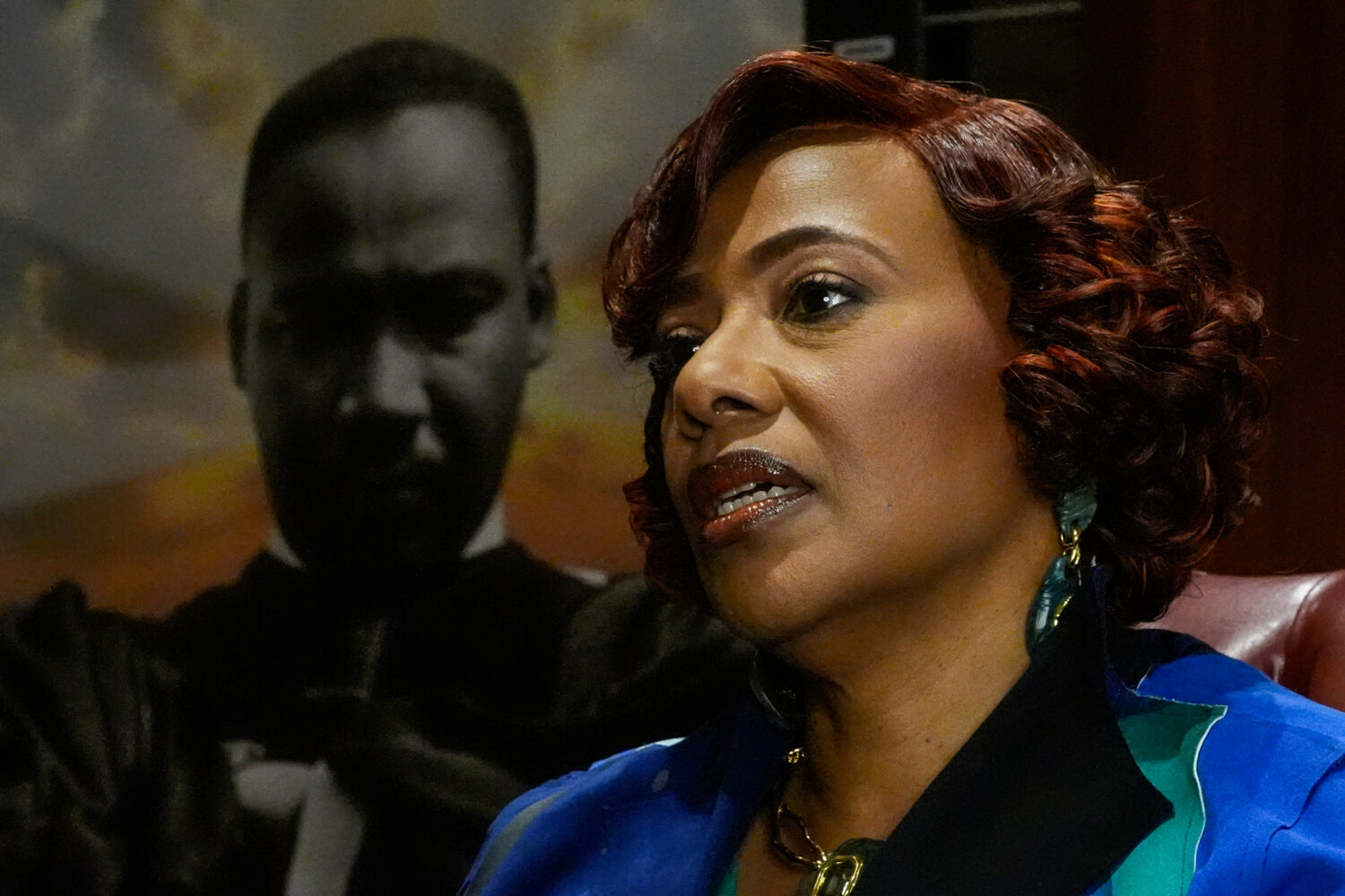 Bernice King speaks during an interview, Wednesday, Jan. 14, 2026, in Atlanta. (AP Photo/Mike Stewa...