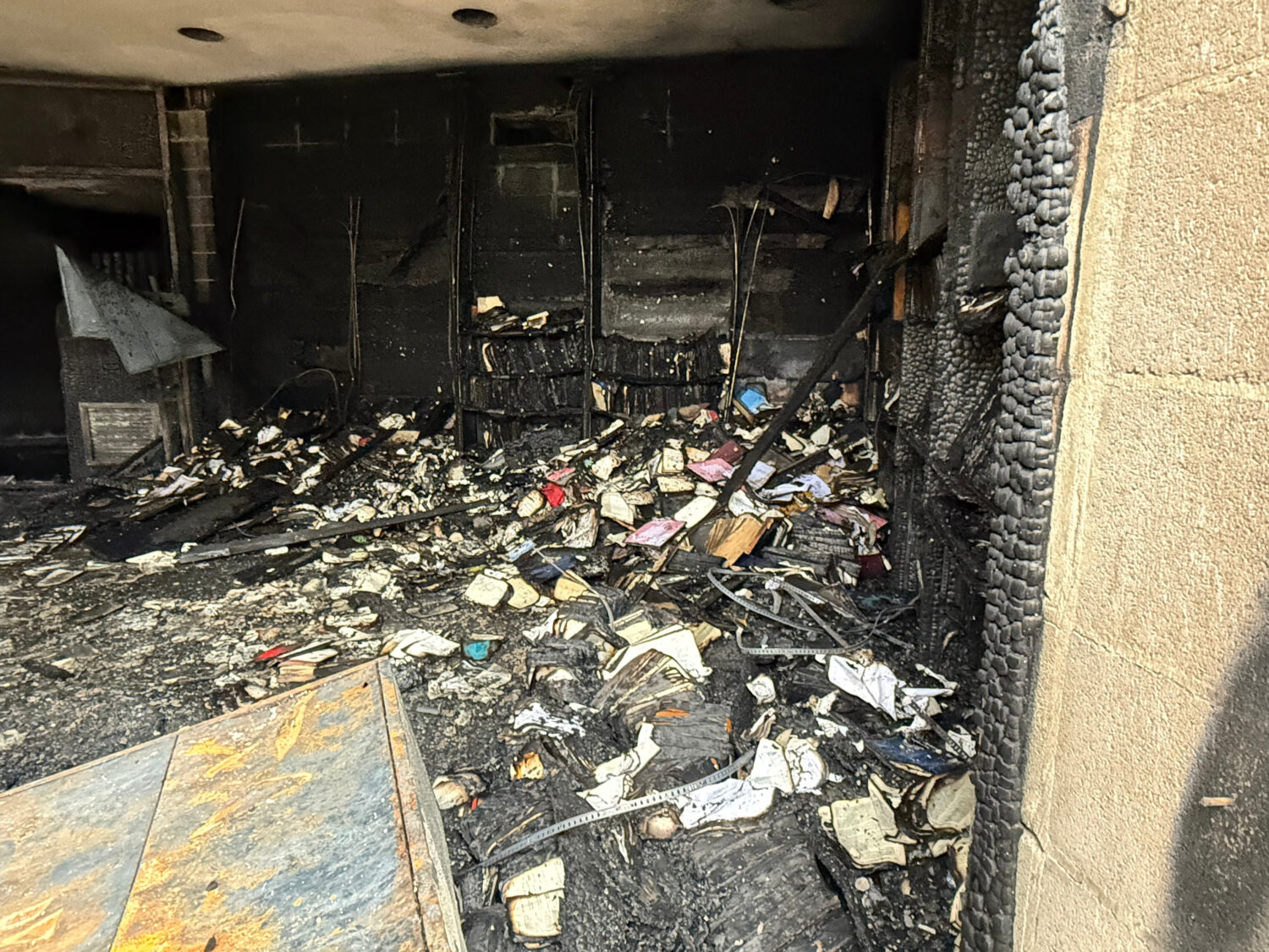 This photo provided by Beth Israel Congregation shows damage sustained during a fire, Saturday, Jan...