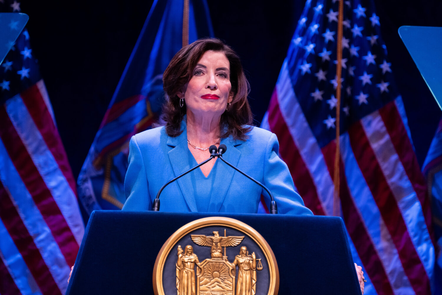 New York Gov. Kathy Hochul delivers the 2026 State of the State address, Tuesday, Jan. 13, 2026, in...