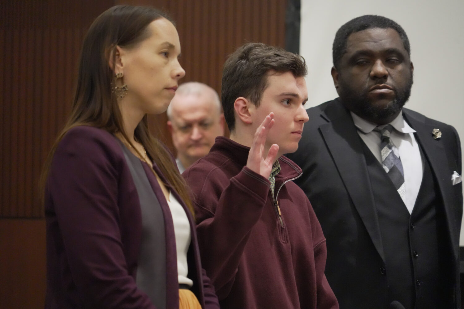 Austin Thompson is sworn in during a hearing in Wake County Superior Court on Wednesday, Jan. 21, 2...