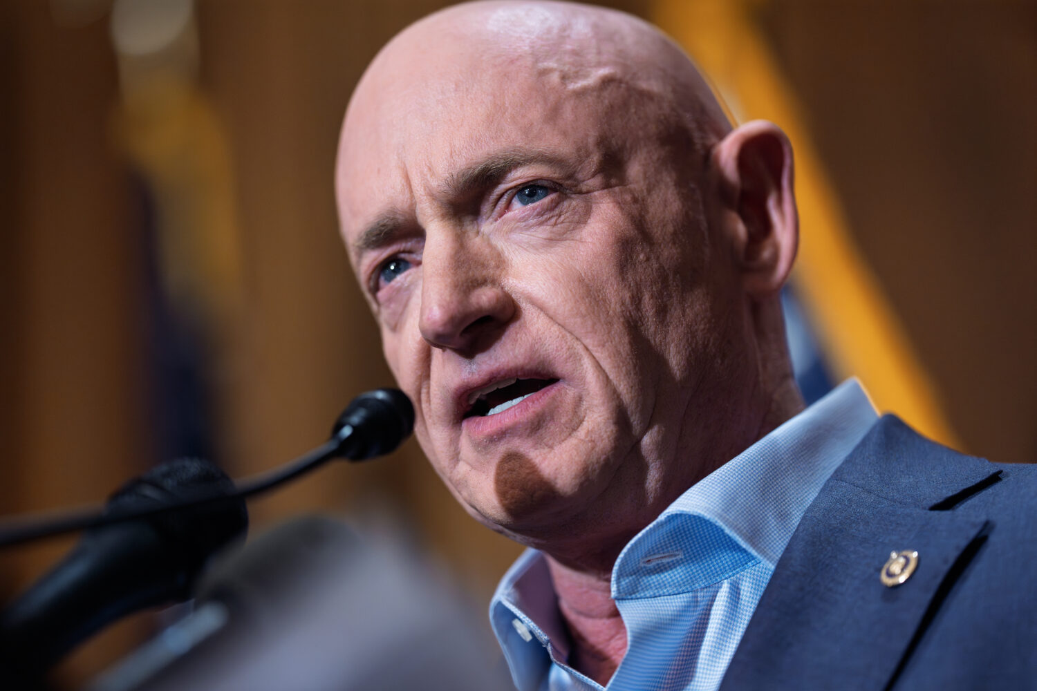 FILE - Sen. Mark Kelly, D-Ariz., refutes efforts by President Donald Trump and Defense Secretary Pe...