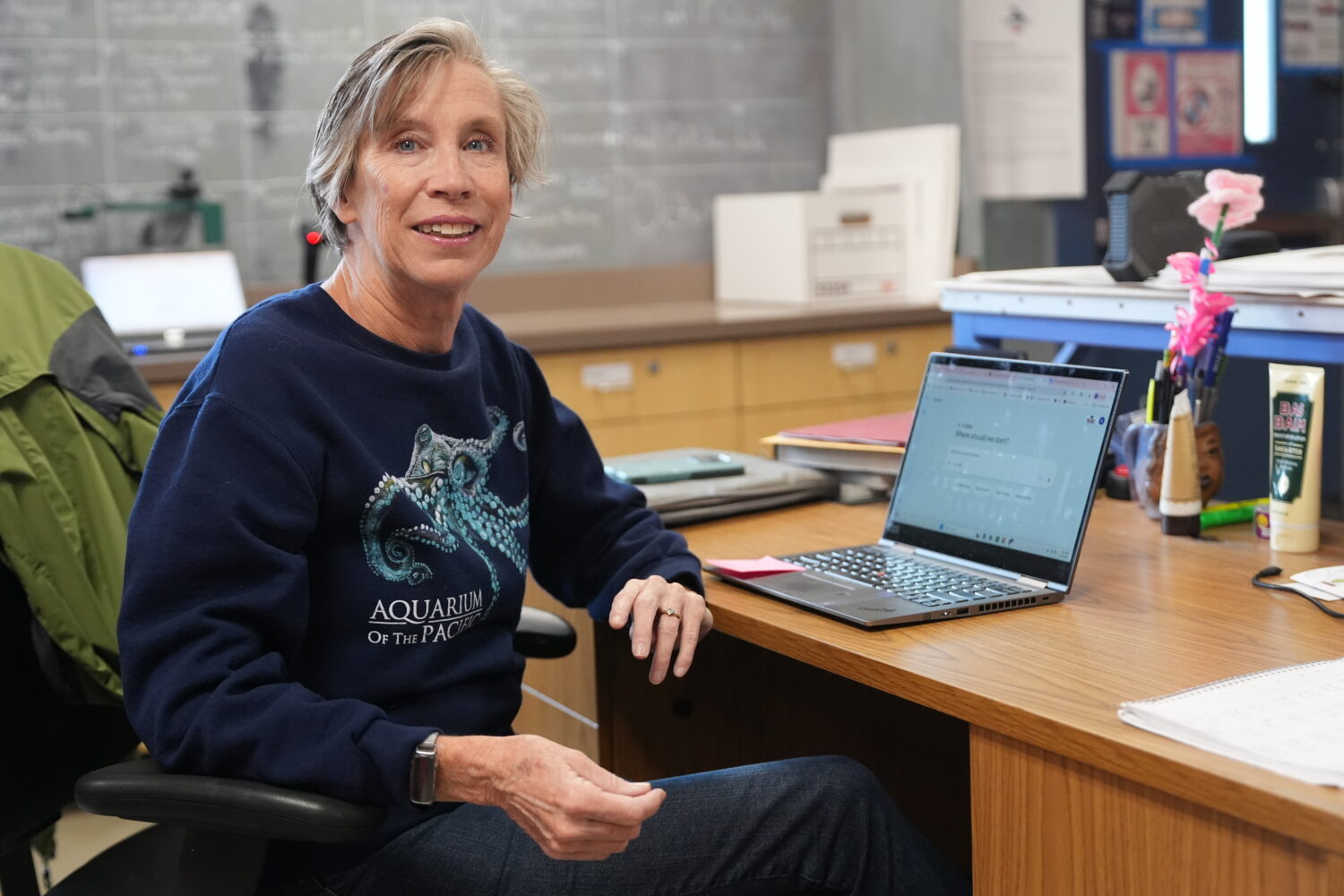 Art teacher Joyce Hatzidakis poses for a portrait in her classroom Thursday, Jan. 22, 2026, Riversi...
