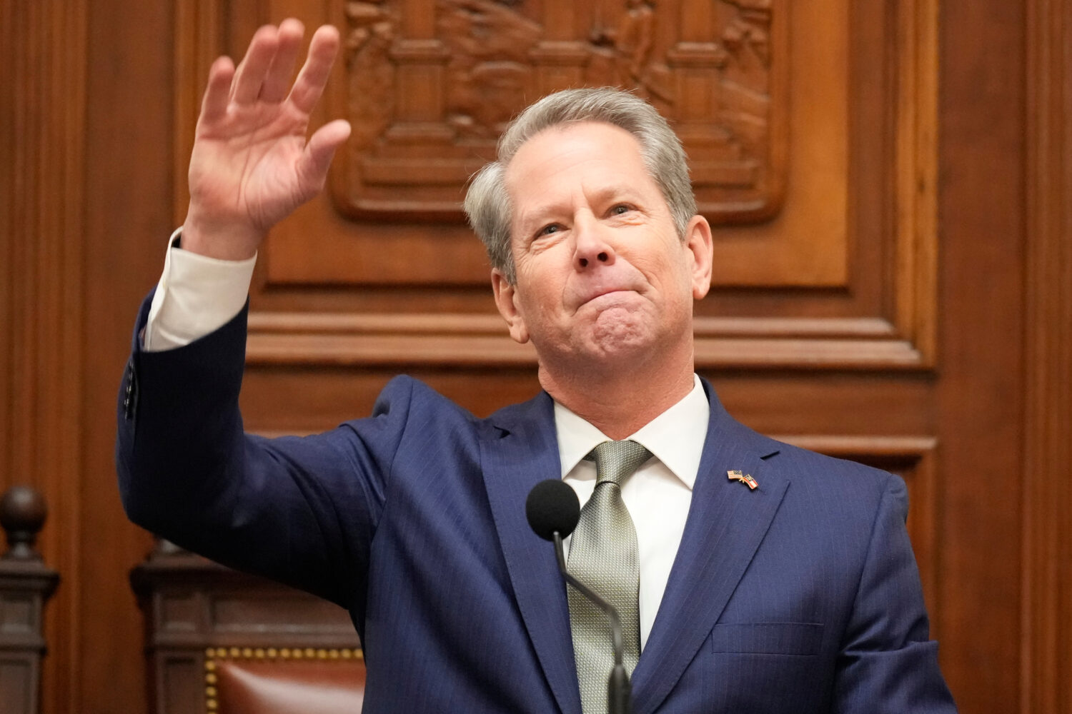 Gov. Brian Kemp speaks during the State of the State, Thursday, Jan. 15, 2026, in Atlanta. (AP Phot...