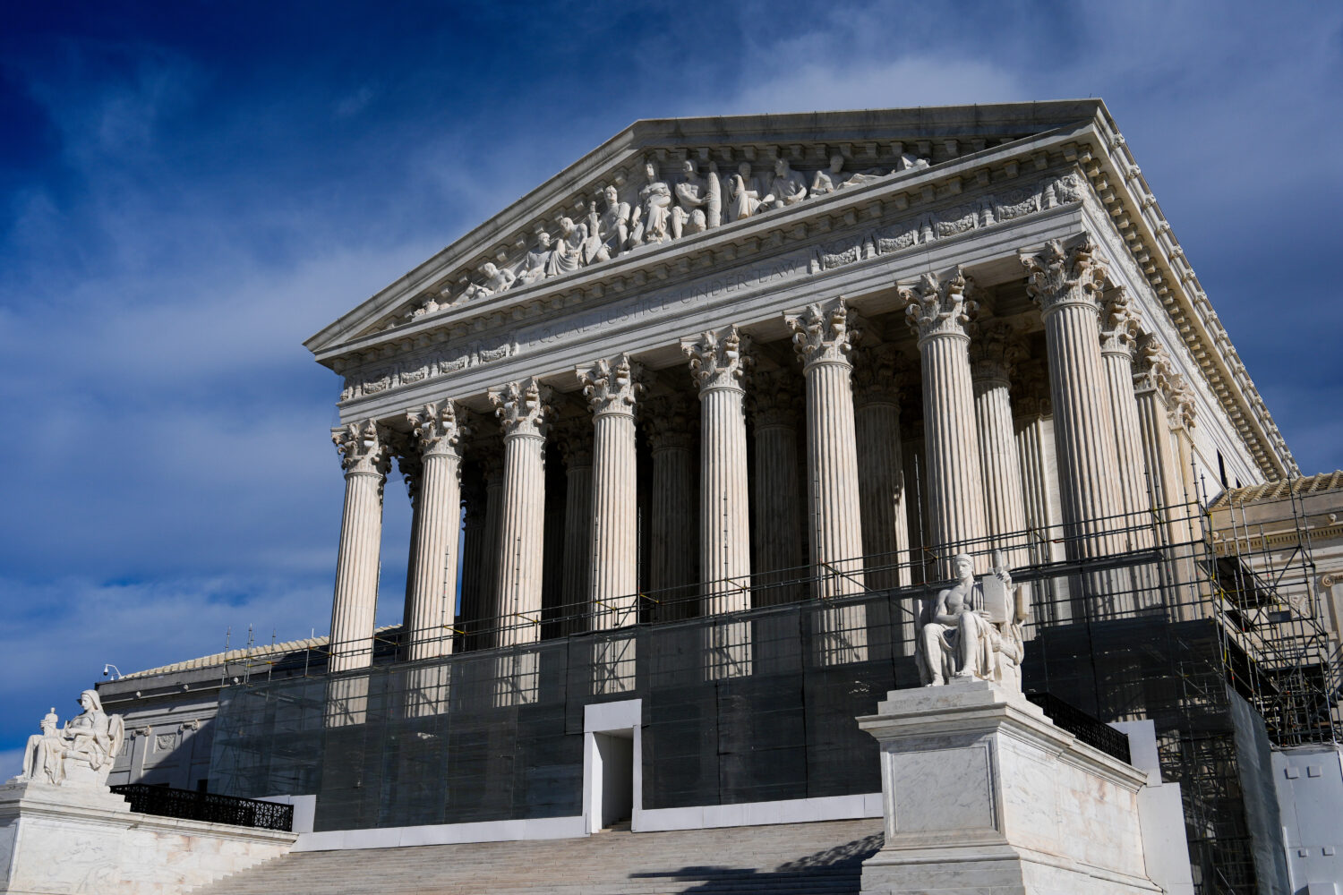 The Supreme Court is seen during oral arguments over state laws barring transgender girls and women...