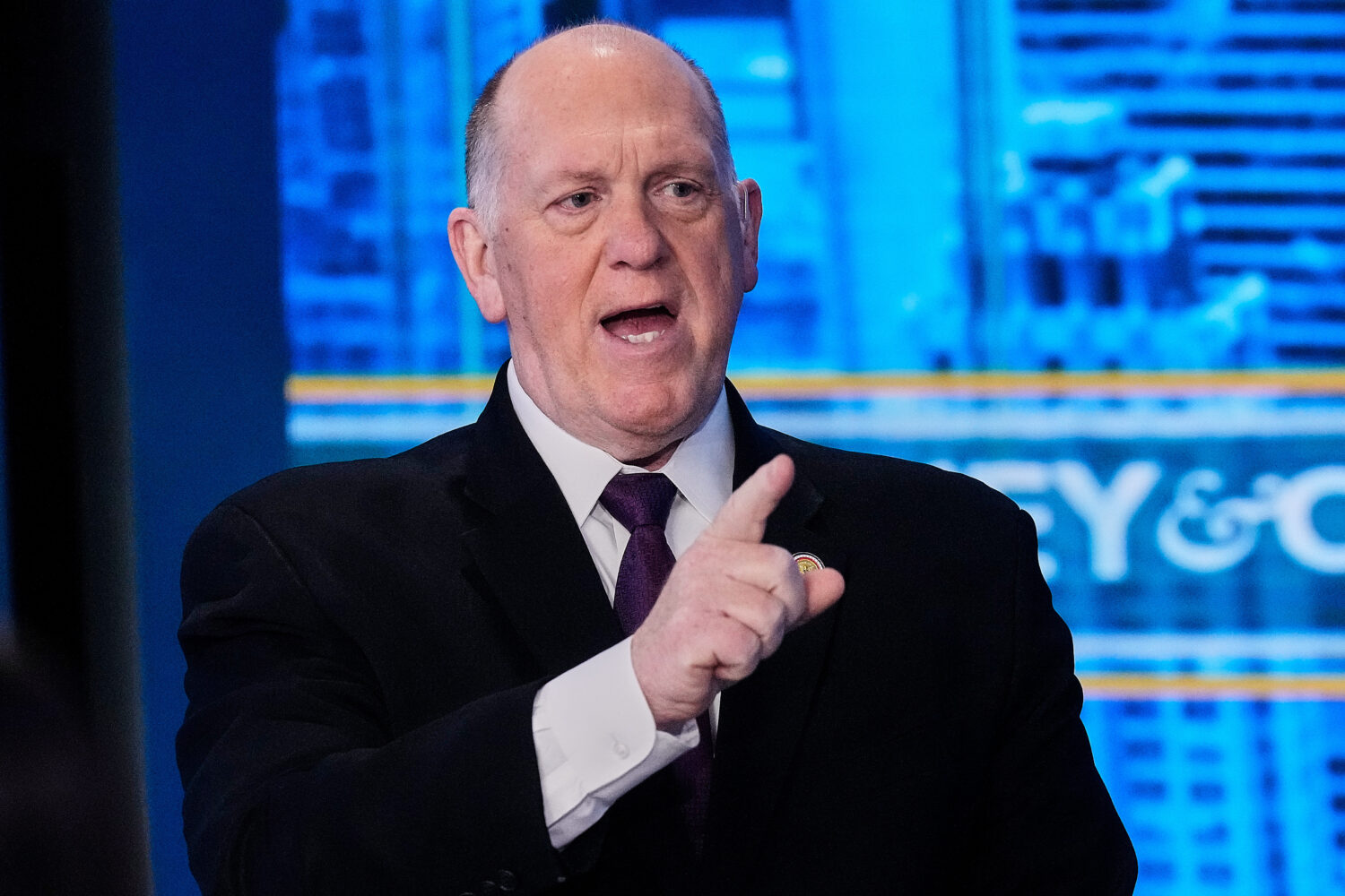 White House border czar Tom Homan is interviewed by Stuart Varney, on the Fox Business Network, in ...
