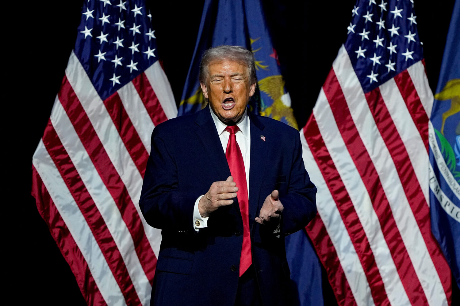 President Donald Trump speaks at the Detroit Economic Club Tuesday, Jan. 13, 2026 in Detroit. (AP P...