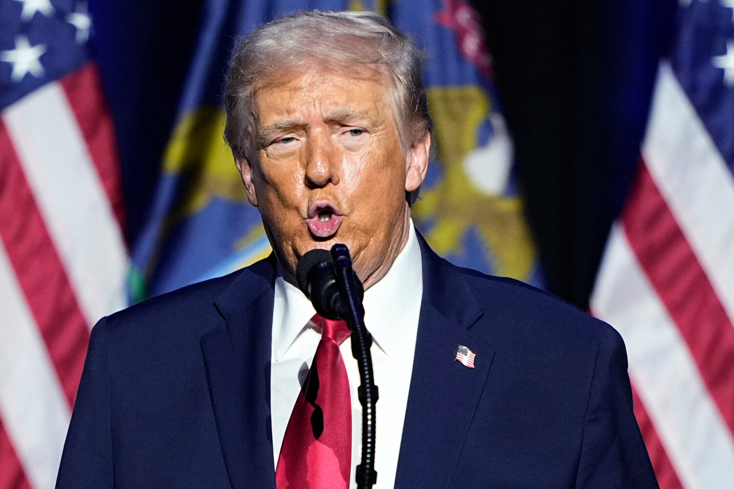 President Donald Trump speaks at the Detroit Economic Club, Tuesday, Jan. 13, 2026 in Detroit. (AP ...