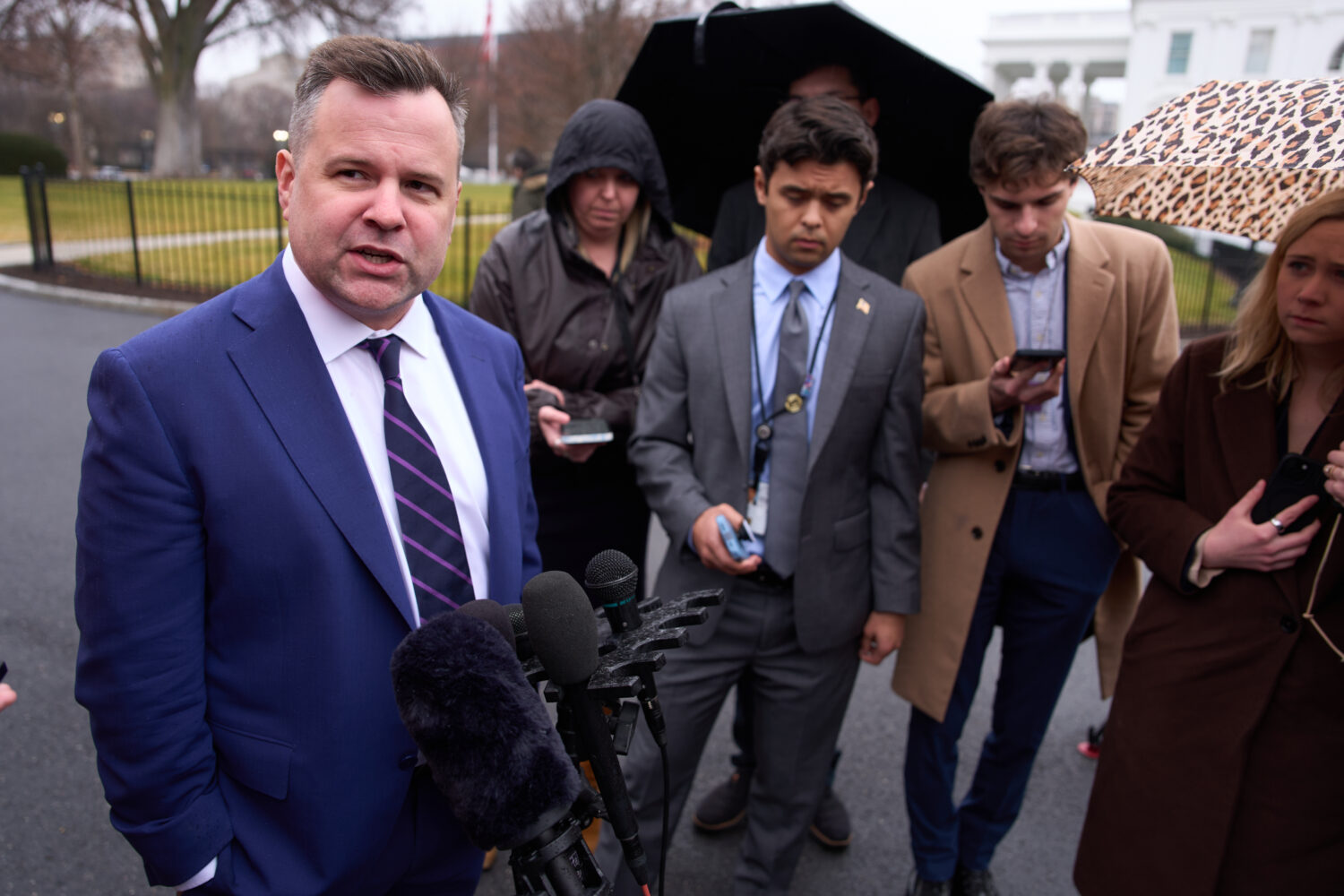 Director of the Federal Housing Finance Agency Bill Pulte speaks with reporters at the White House,...