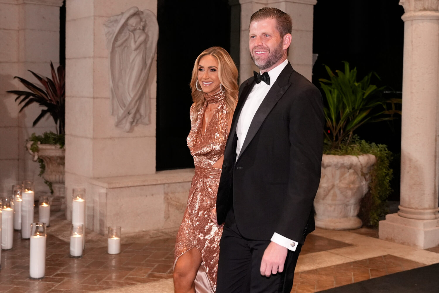 Eric Trump and Lara Trump arrive before President Donald Trump and first lady Melania Trump for a N...