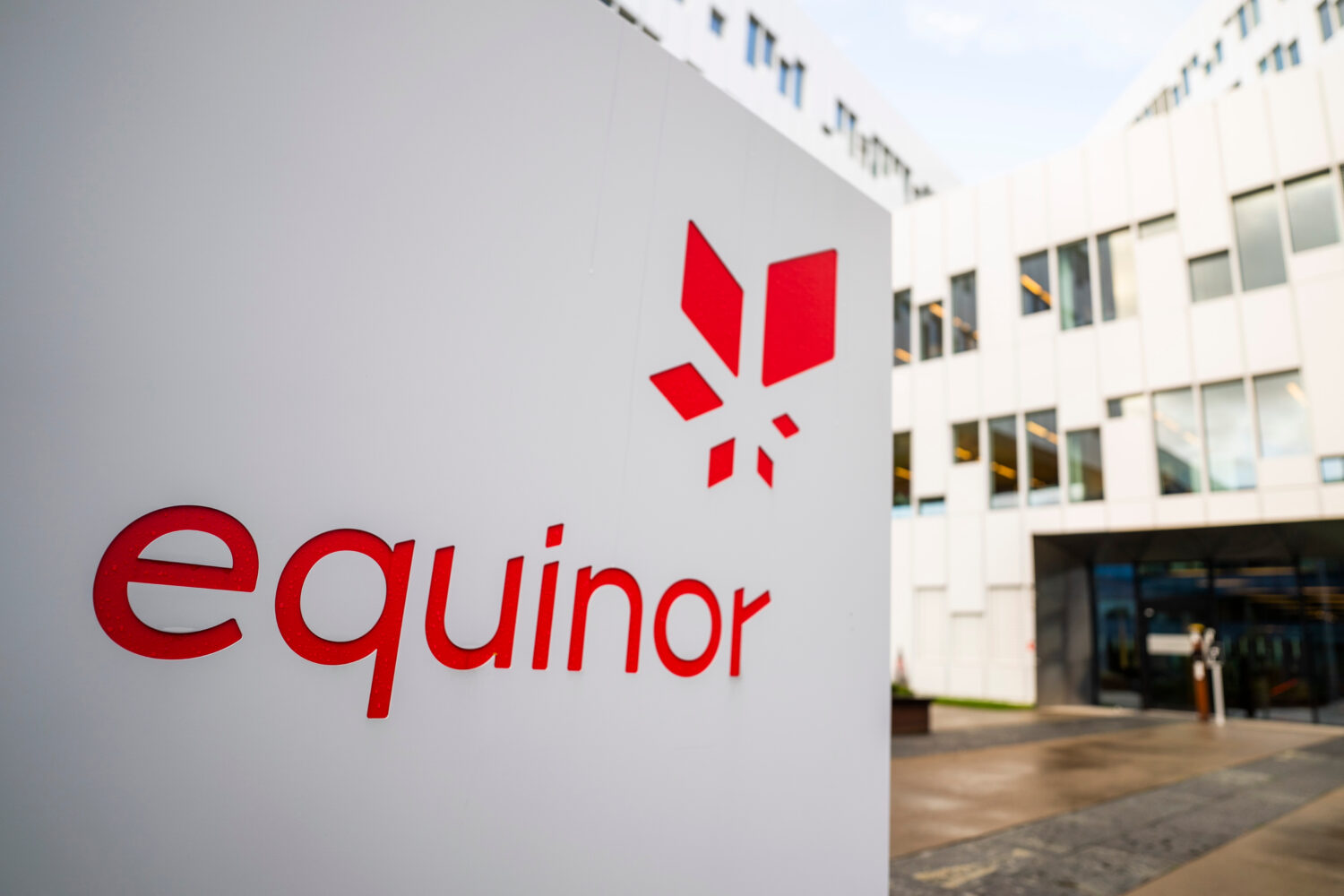 FILE - A sign for the company Equinor is displayed on Oct. 28, 2020, in Fornebu, Norway. (Håkon Mo...