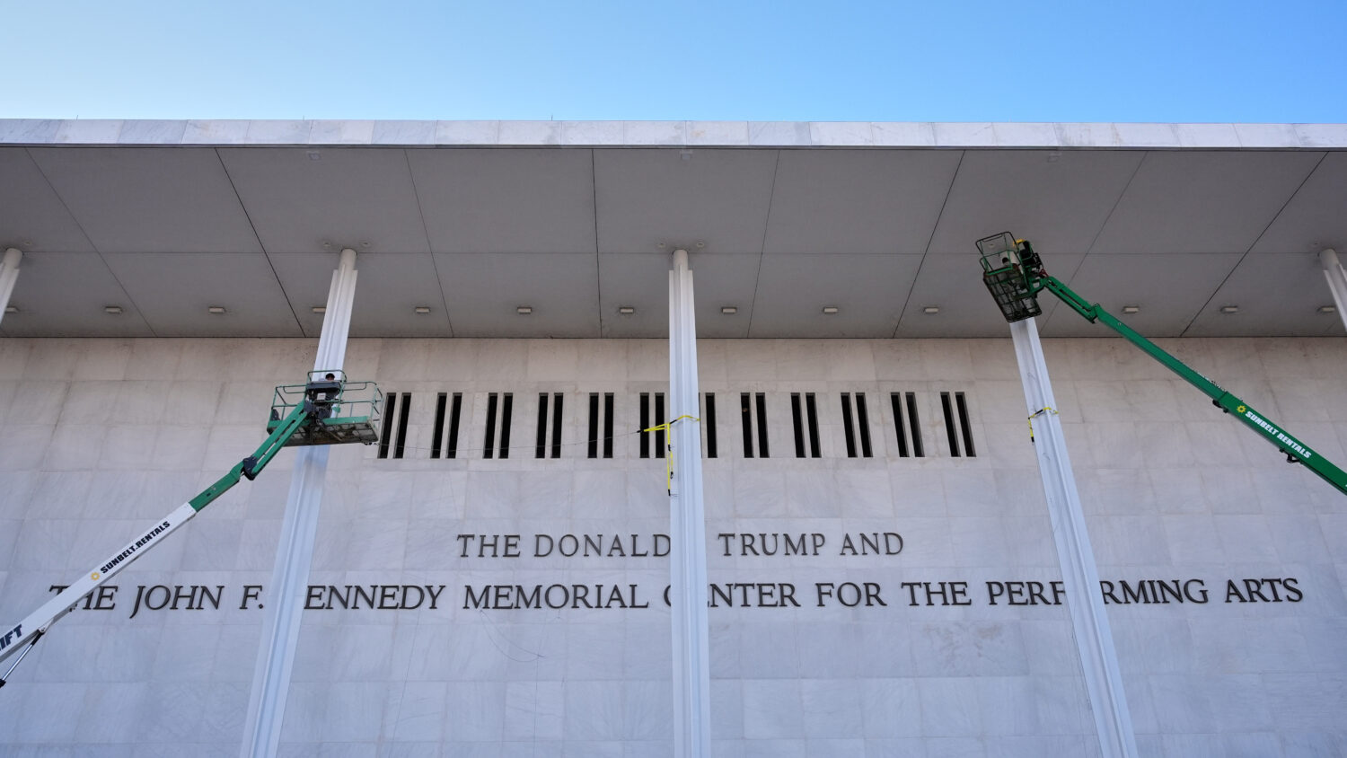 FILE New signage, The Donald J. Trump and The John F. Kennedy Memorial Center For The Performing Ar...