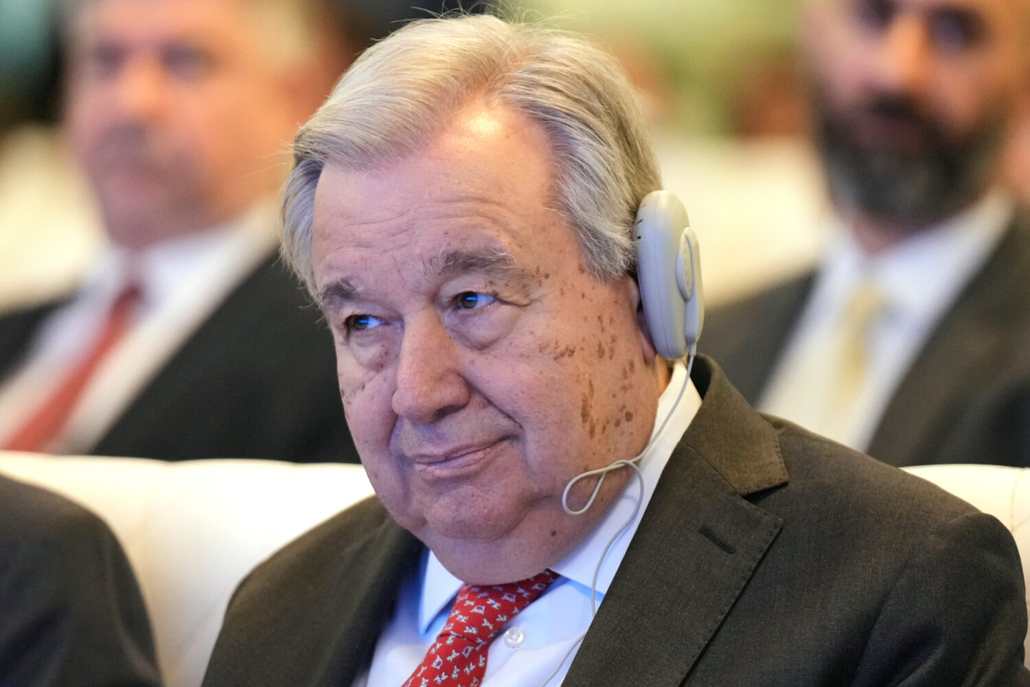 FILE - United National Secretary-General Antonio Guterres attends an event in Baghdad, Iraq, Dec. 1...