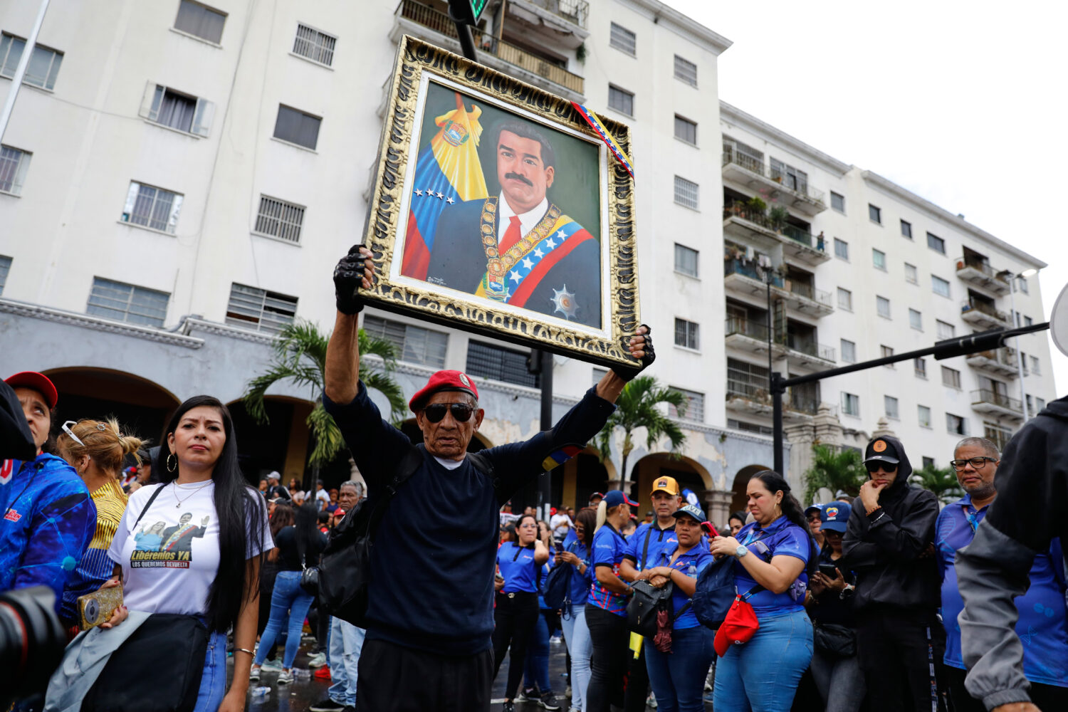 Supporters of former Venezuelan President Nicolas Maduro rally calling for his release as he faces ...