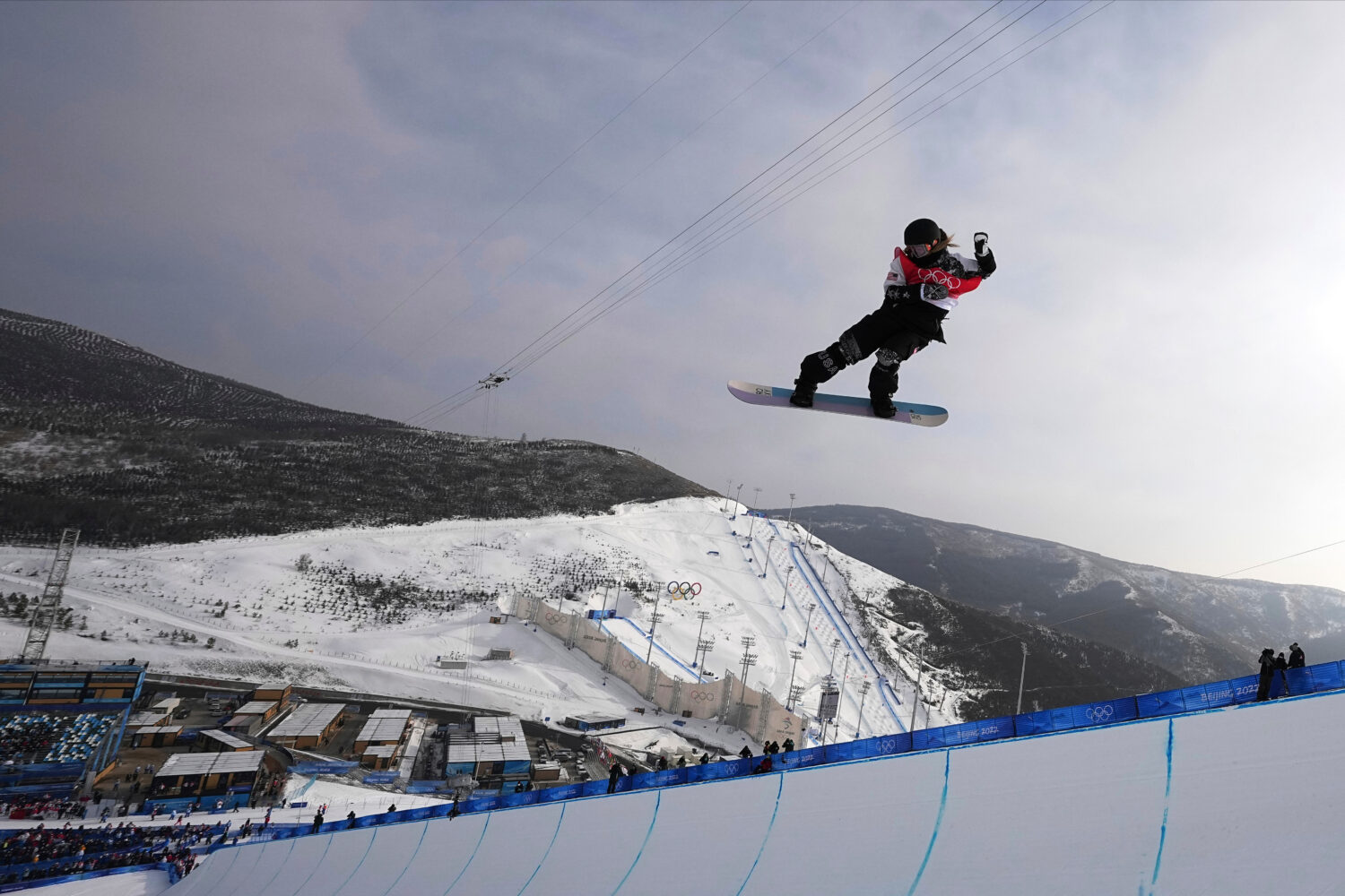 FILE - United States' Chloe Kim competes during the women's halfpipe finals at the 2022 Winter Olym...