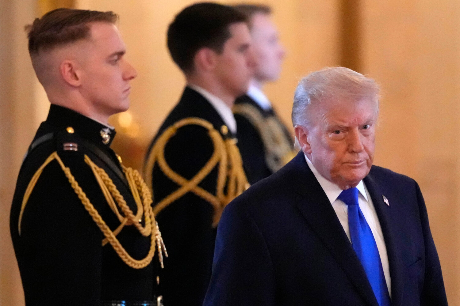 President Donald Trump arrives for an event to proclaim "Angel Family Day" in the East Room of the ...