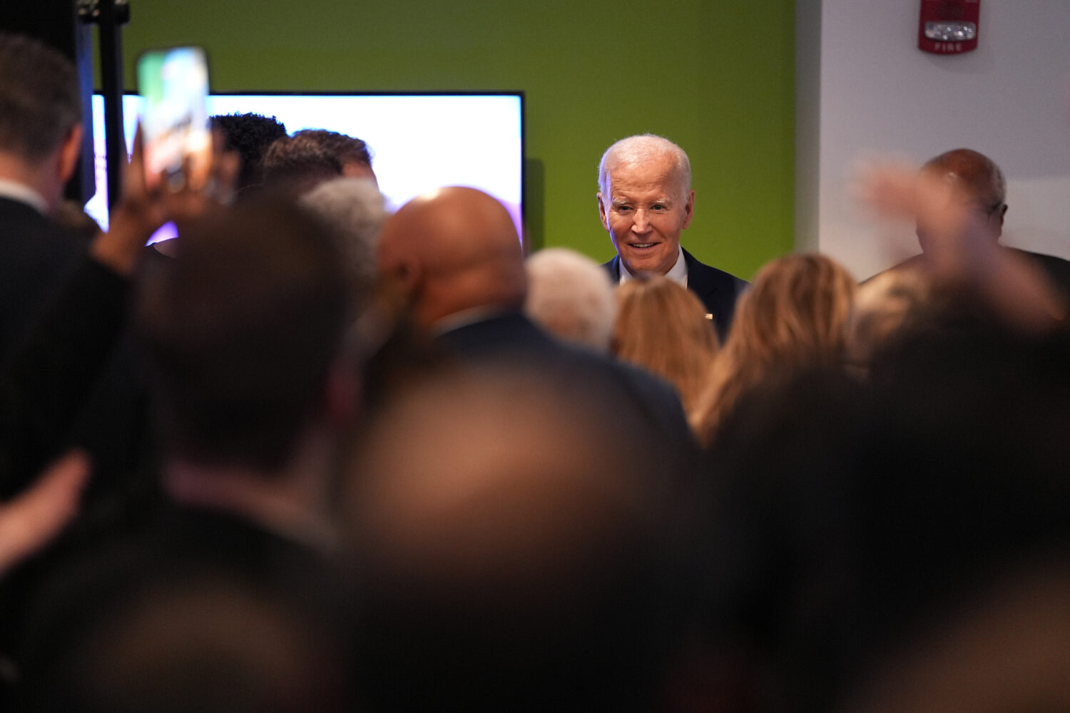 Former President Joe Biden interacts with the crowd after speaking to the South Carolina Democratic...