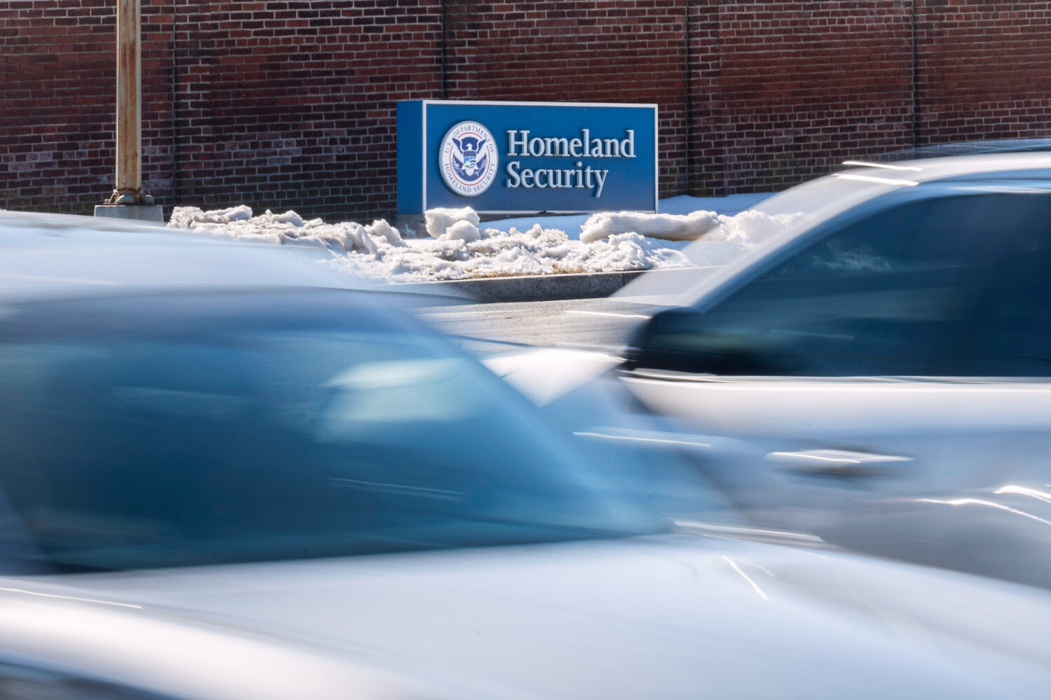 A sign for the Department of Homeland Security (DHS) is seen on the Saint Elizabeth campus in Washi...