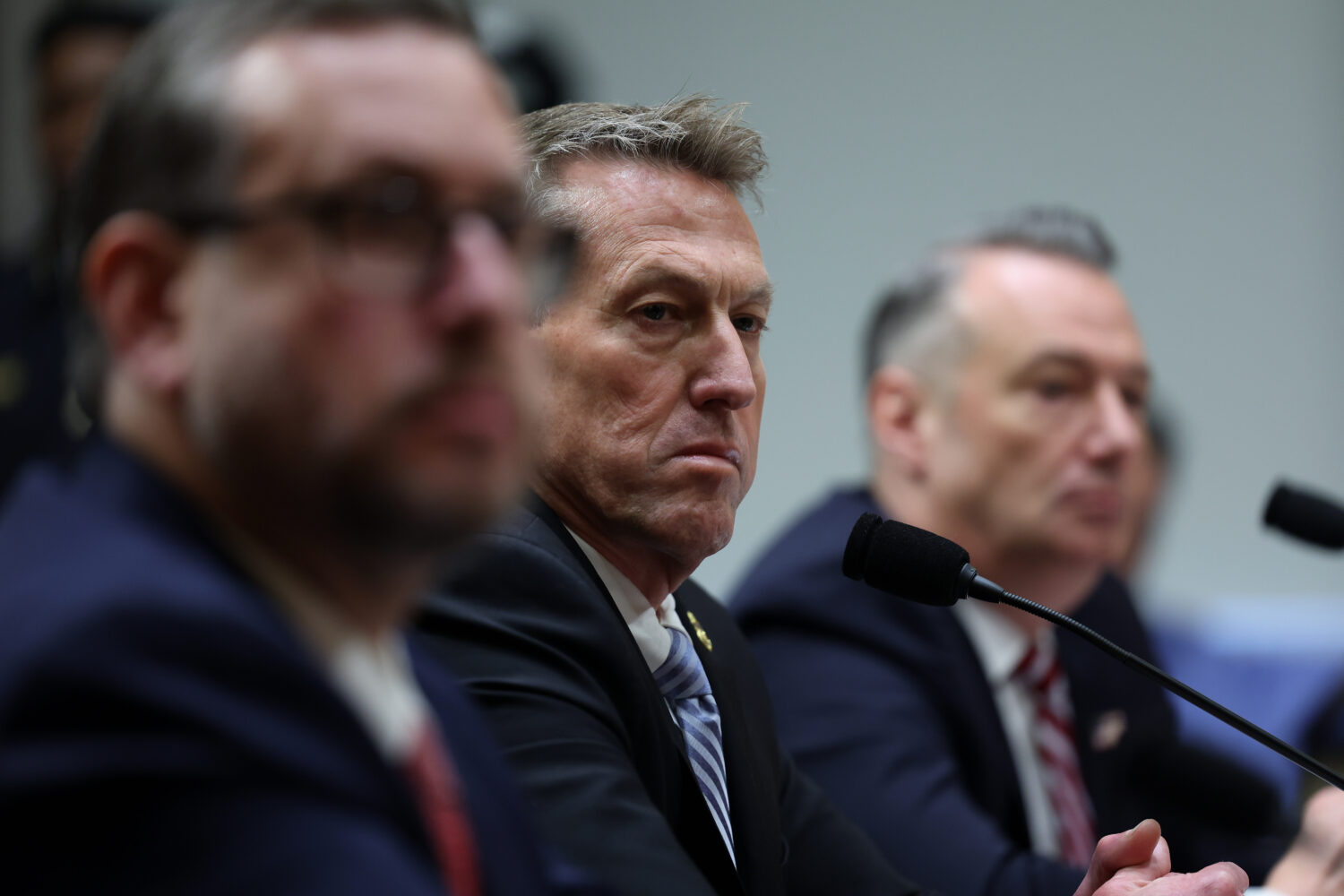 From left, Joseph Edlow, director of U.S. Citizenship and Immigration Services, Rodney Scott, commi...