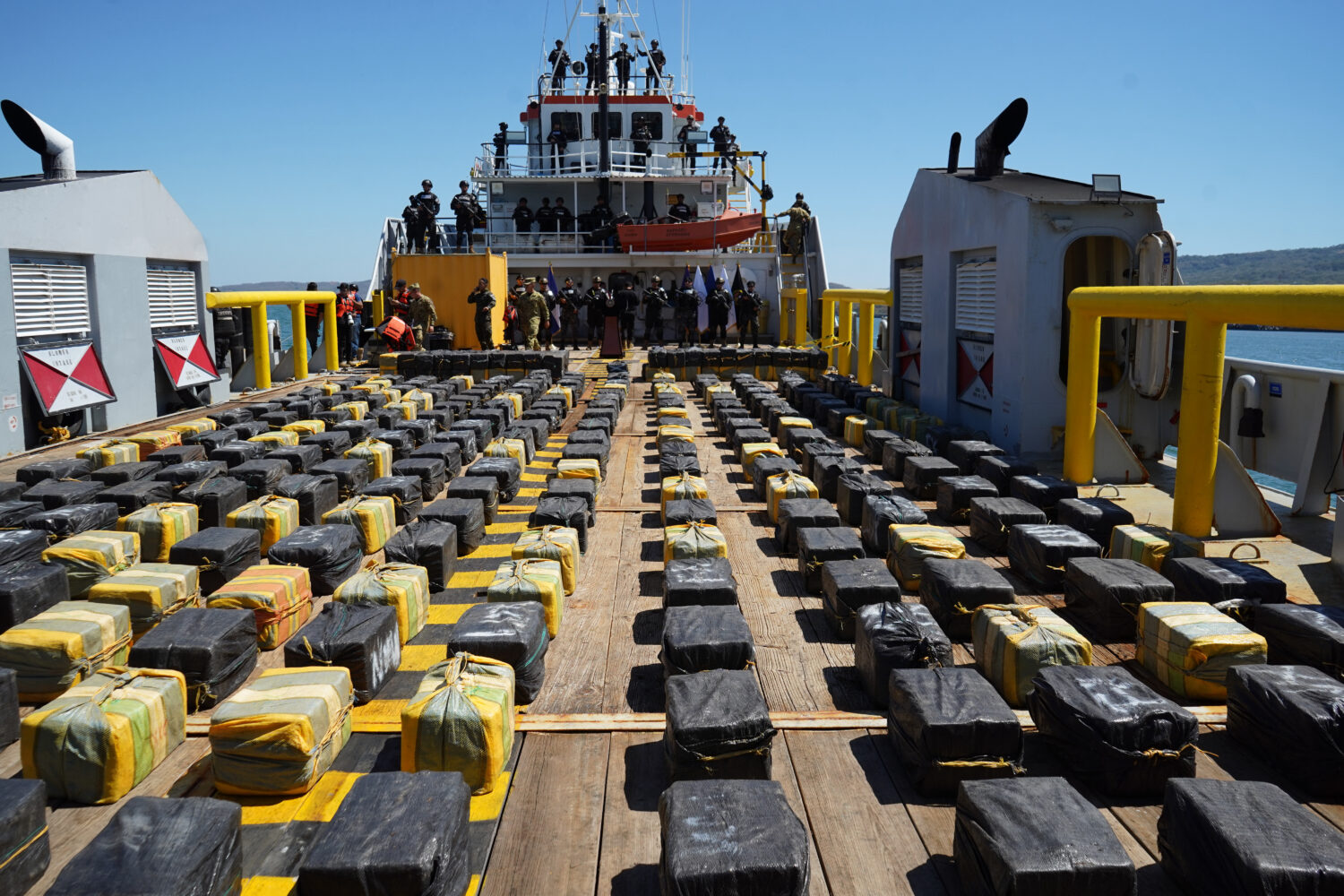 Drugs seized by El Salvador's Navy are displayed during a press conference in Puerto la Union, El S...