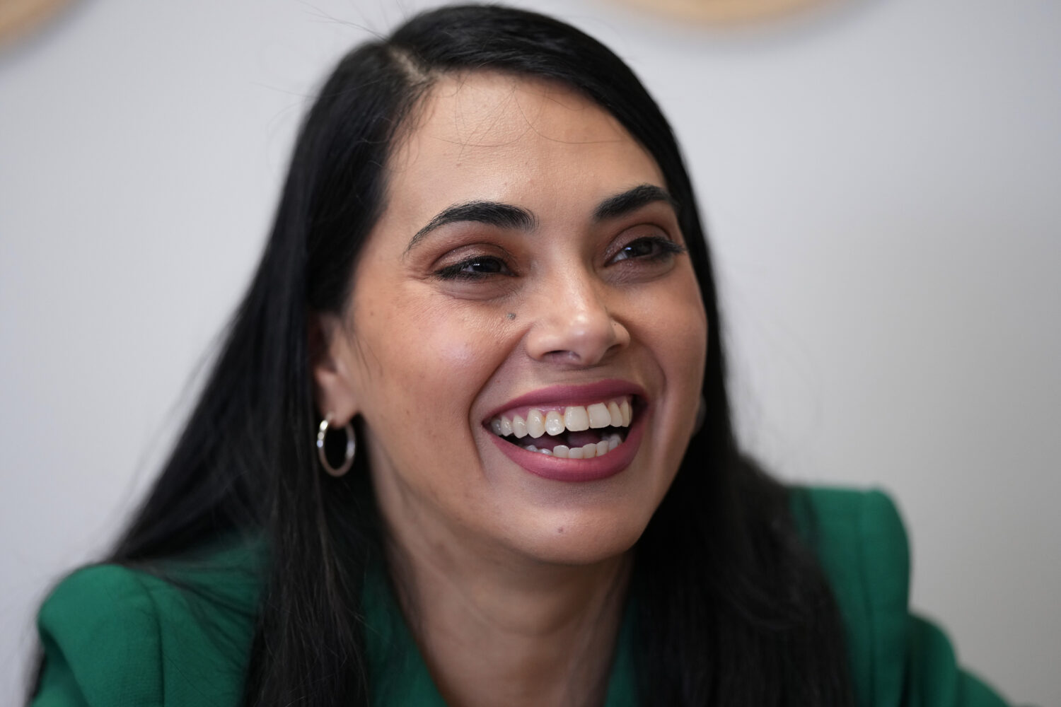 Rep. Mayra Flores, R-Texas, left, visits at a coffee shop, in Corpus Christi, Texas, Wednesday, Feb...
