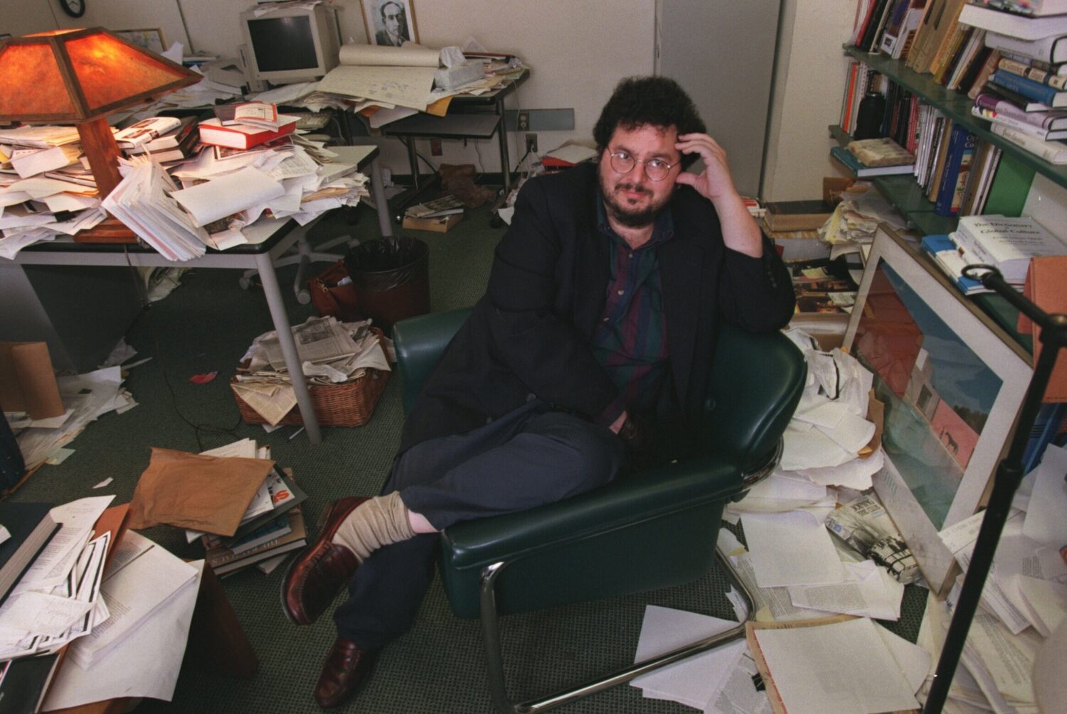 Professor David Gelernter sits in his office at Yale University in New Haven, Conn., on Aug. 28, 19...
