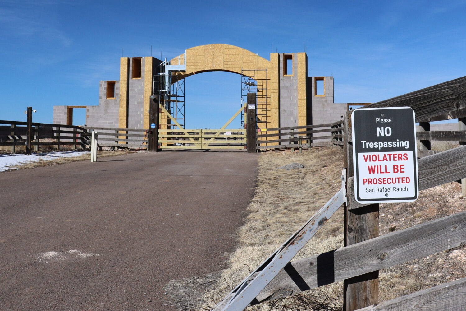 The entrance of the San Rafael Ranch, which was previously owned by Jeffrey Epstein and called the ...
