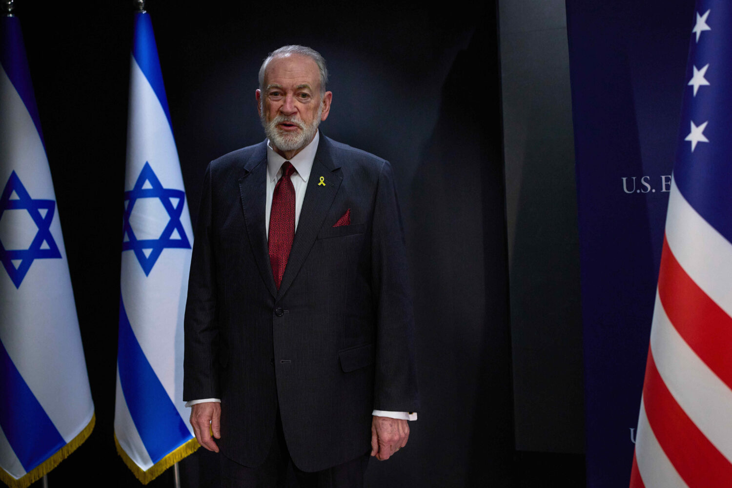 FILE - U.S. Ambassador to Israel Mike Huckabee poses for a photo during an interview in Jerusalem, ...