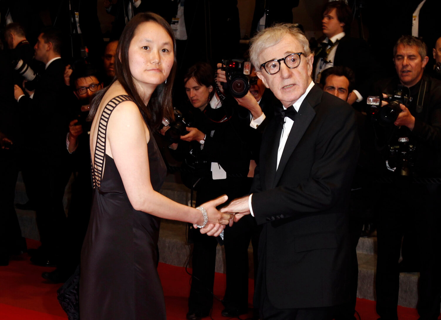 FILE - Filmmaker Woody Allen, right, and Soon-Yi Previn arrive for an event in Cannes, southern Fra...