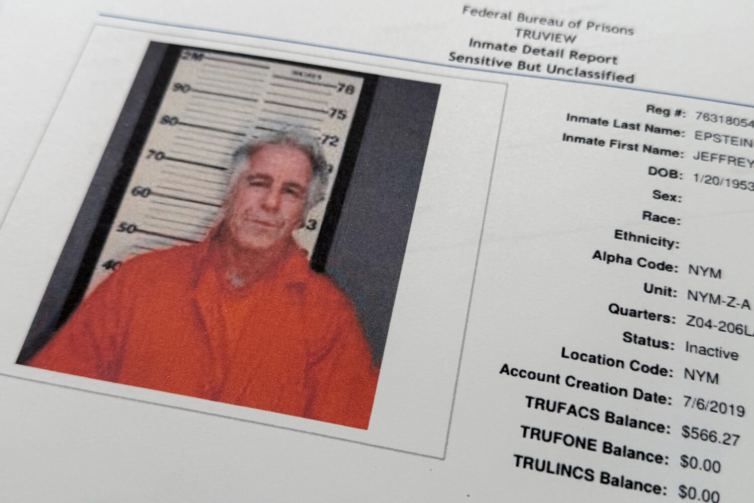 A document that was included in the U.S. Department of Justice release of the Jeffrey Epstein files...
