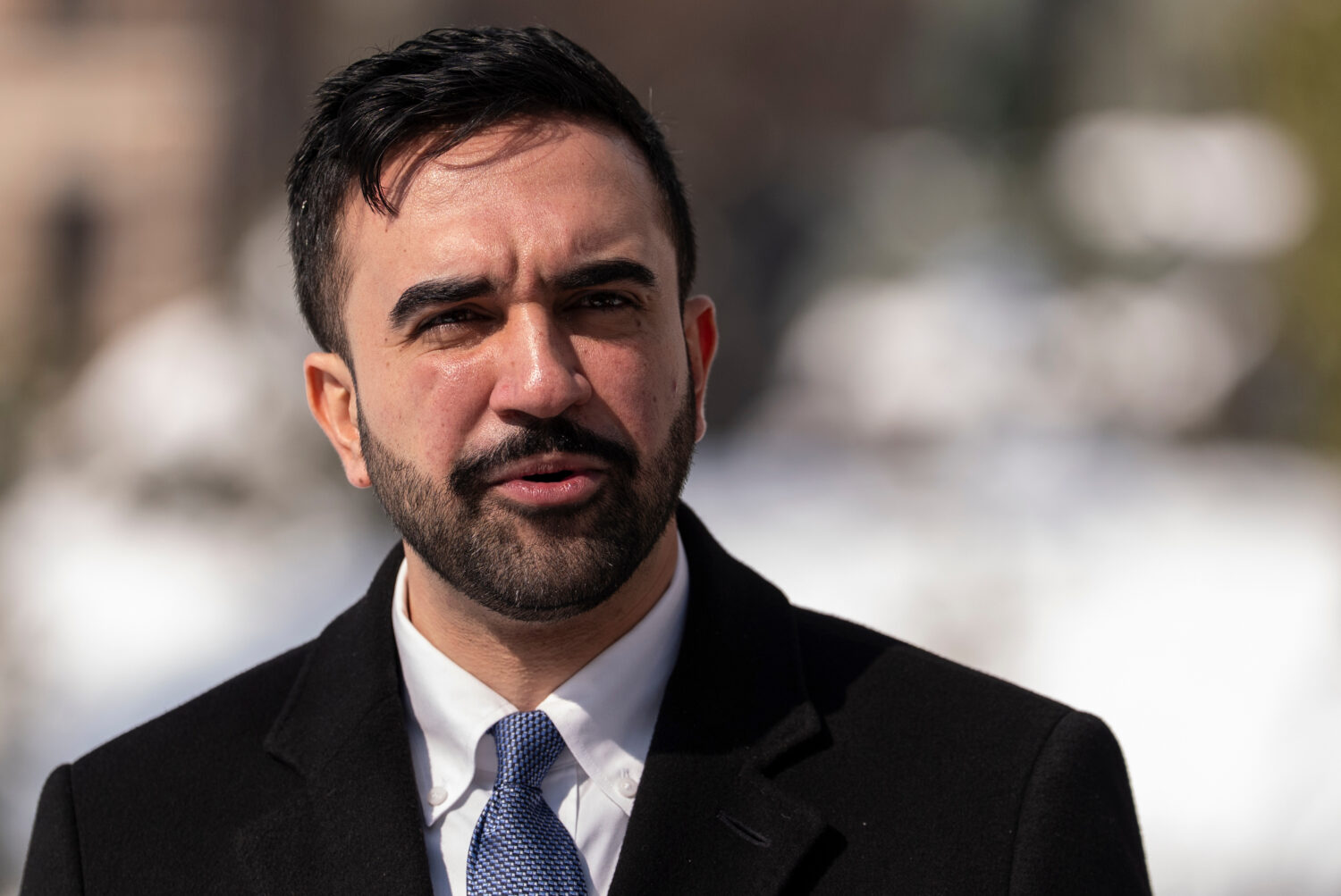 New York Mayor Zohran Mamdani speaks during a news conference in Morningside Heights, Wednesday, Fe...