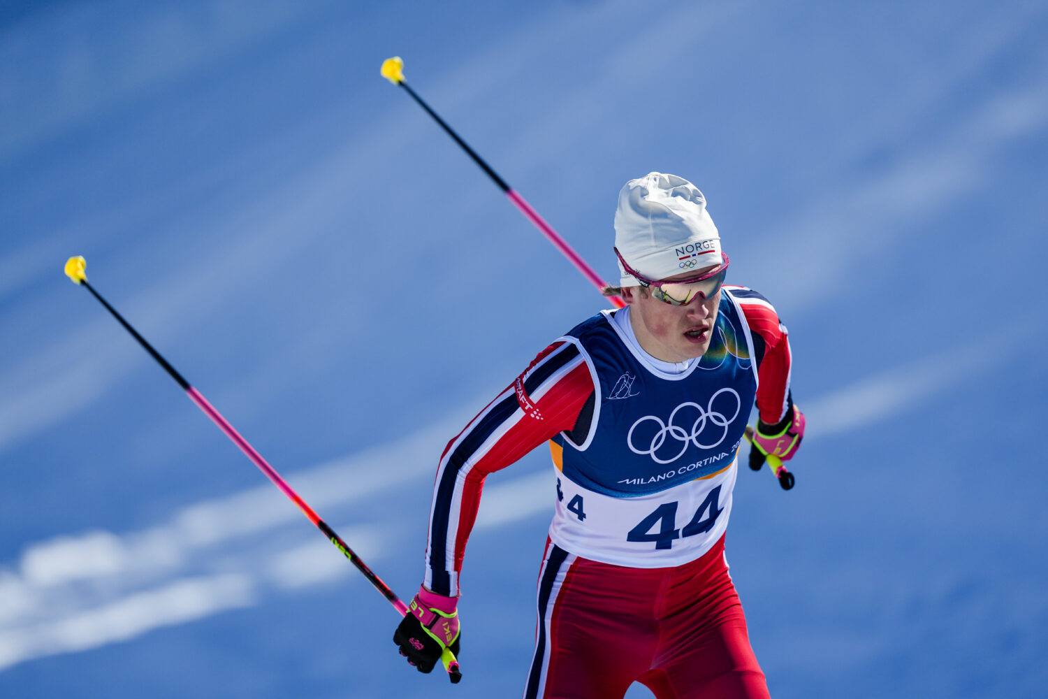 Johannes Hoesflot Klaebo, of Norway, competes in the cross country skiing men's 10km interval start...