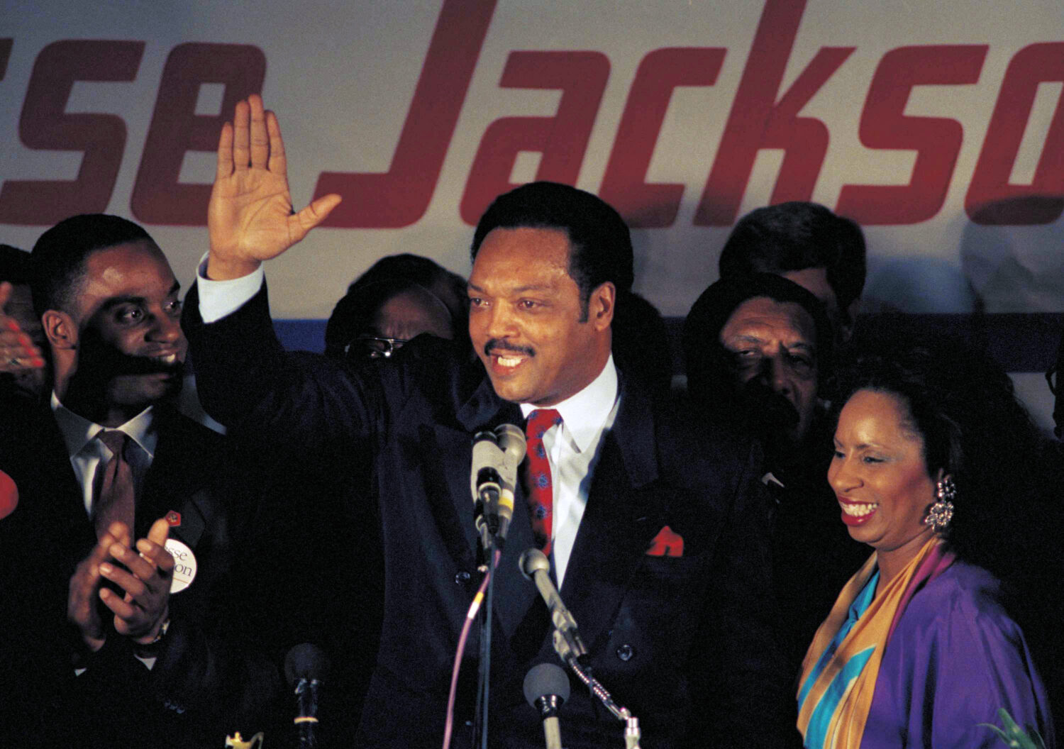 FILE - Jesse Jackson, with his wife Jacqueline, concedes defeat in the Illinois Democratic primary ...