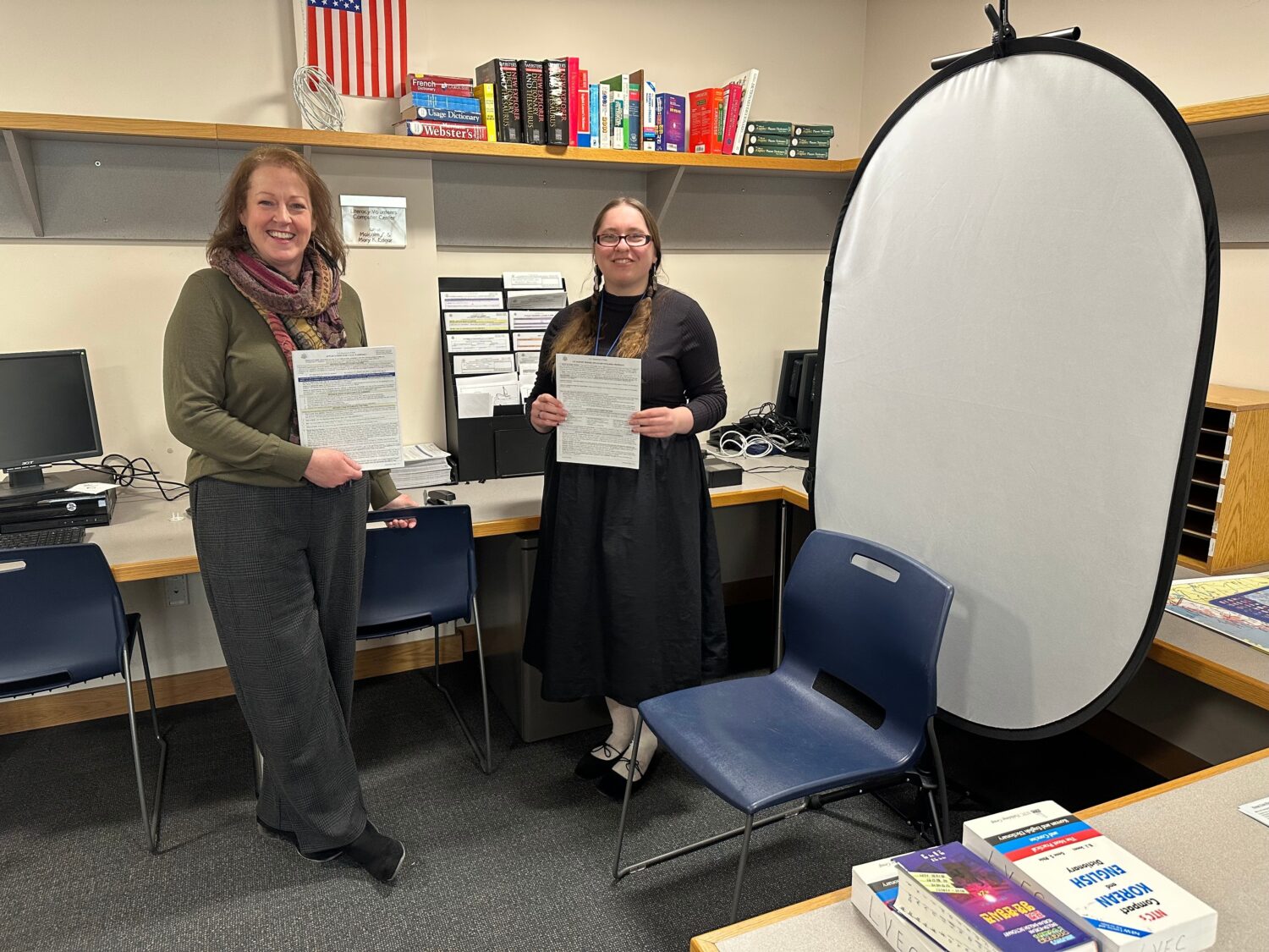 Cathleen Special, executive director of the Otis Library in Norwich, Conn., and Emily Gardiner, the...