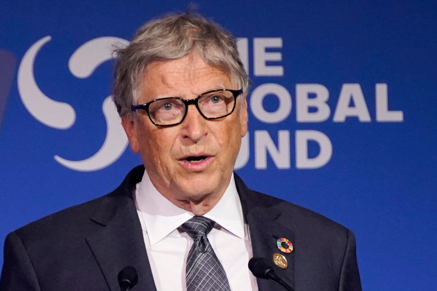 FILE - Bill Gates speaks during the Global Fund's Seventh Replenishment Conference, Sept. 21, 2022,...