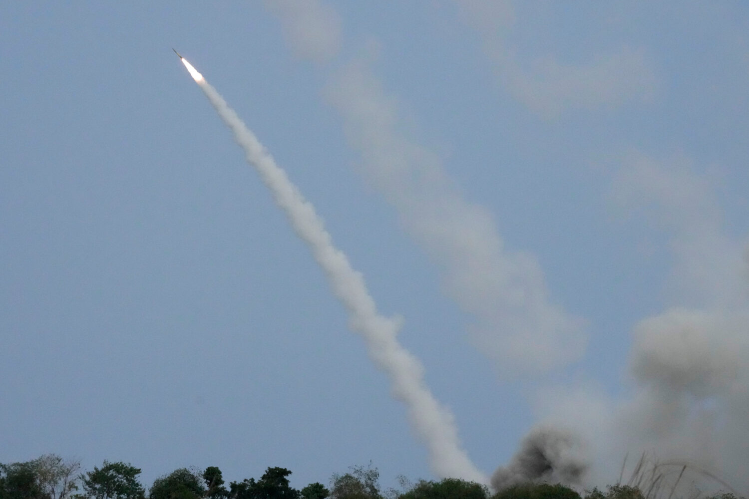 FILE -A U.S. M142 High Mobility Artillery Rocket System (HIMARS) fires a missile during a Combined ...
