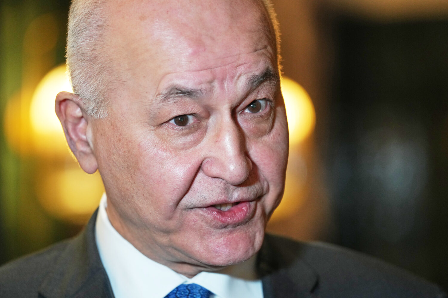 UNCHR High Commissioner Barham Salih talks during an interview with the Associated Press in Kyiv, U...
