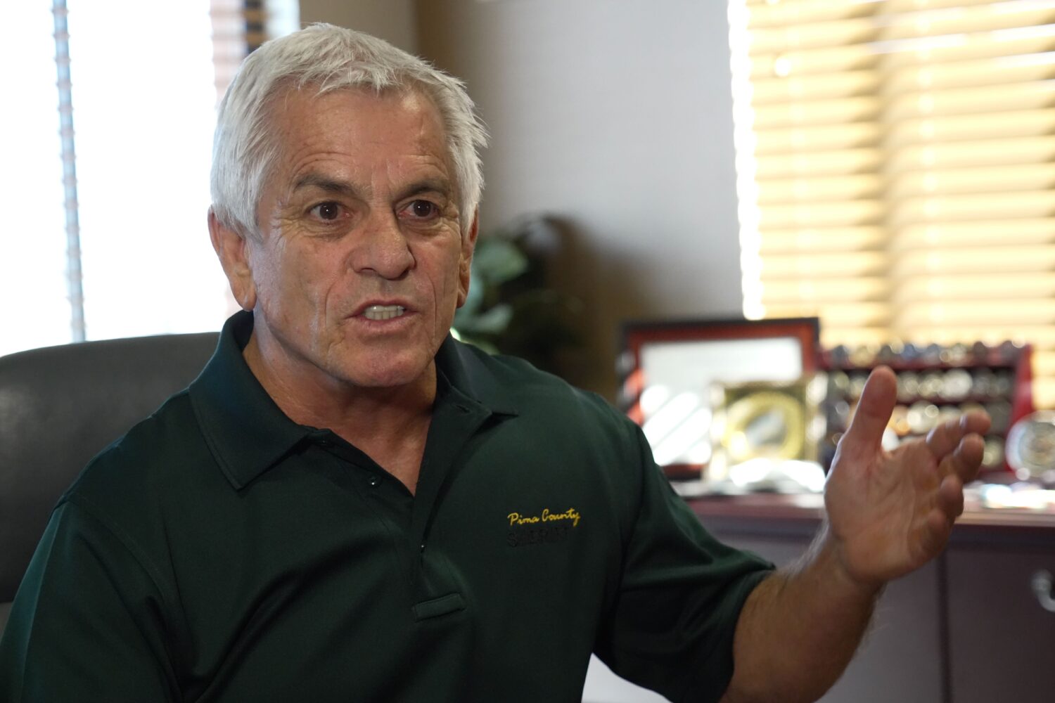 Pima County, Ariz., Sheriff Chris Nanos speaks with The Associated Press, Friday, Feb. 6, 2026, in ...