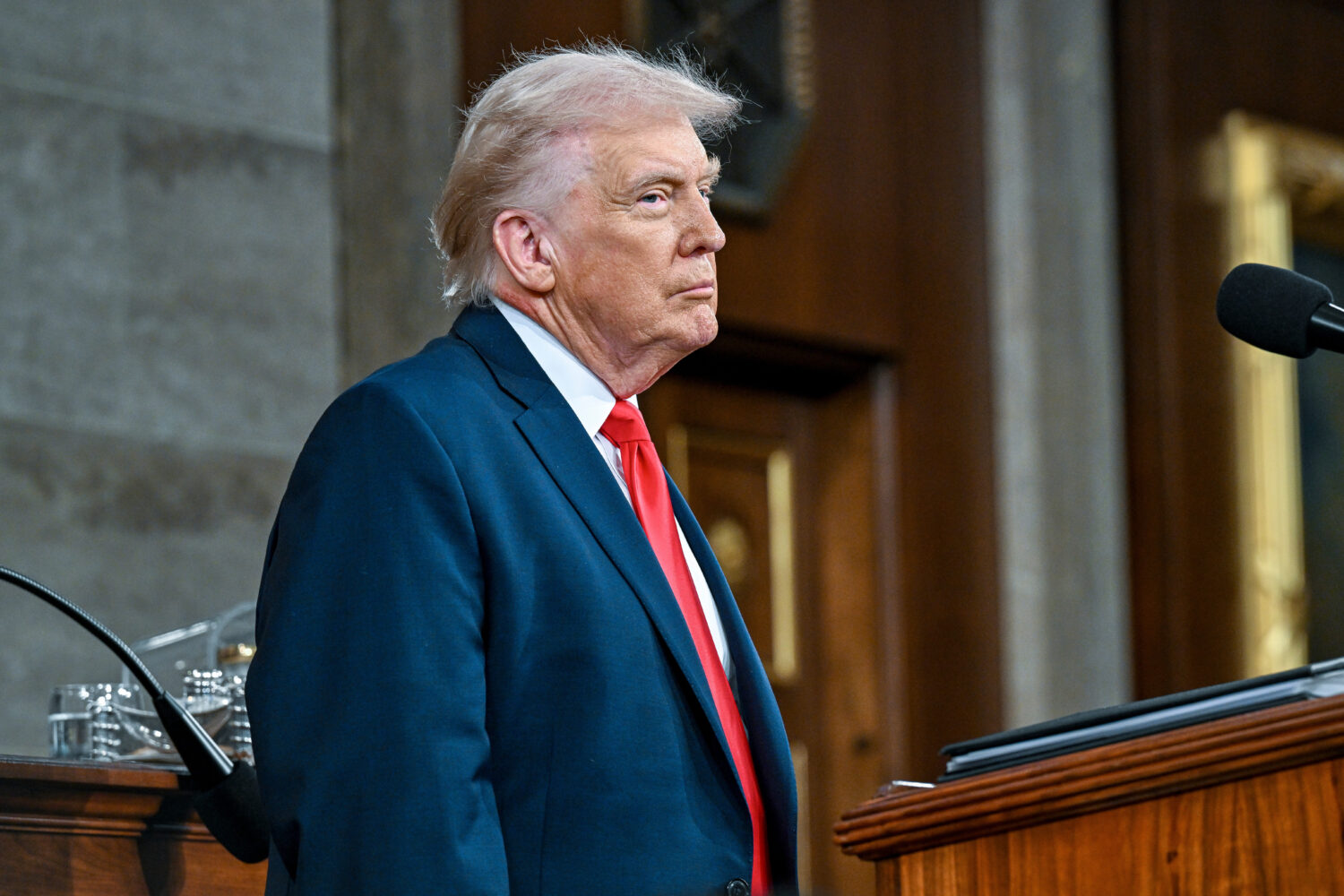 President Donald Trump delivers the State of the Union address to a joint session of Congress in th...