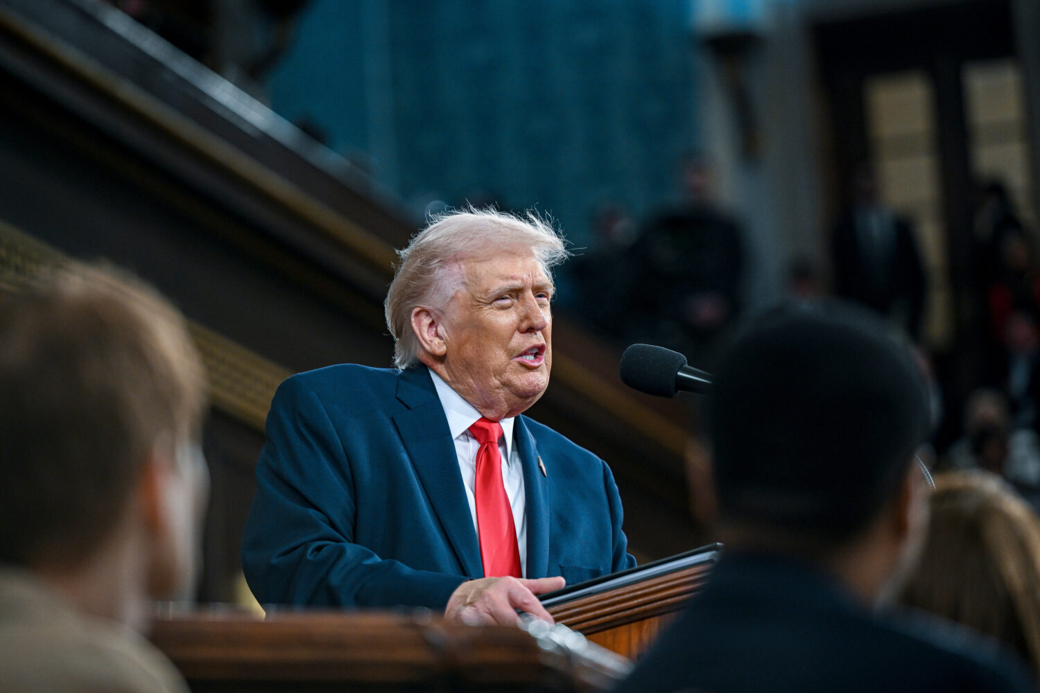 President Donald Trump delivers the State of the Union address to a joint session of Congress in th...