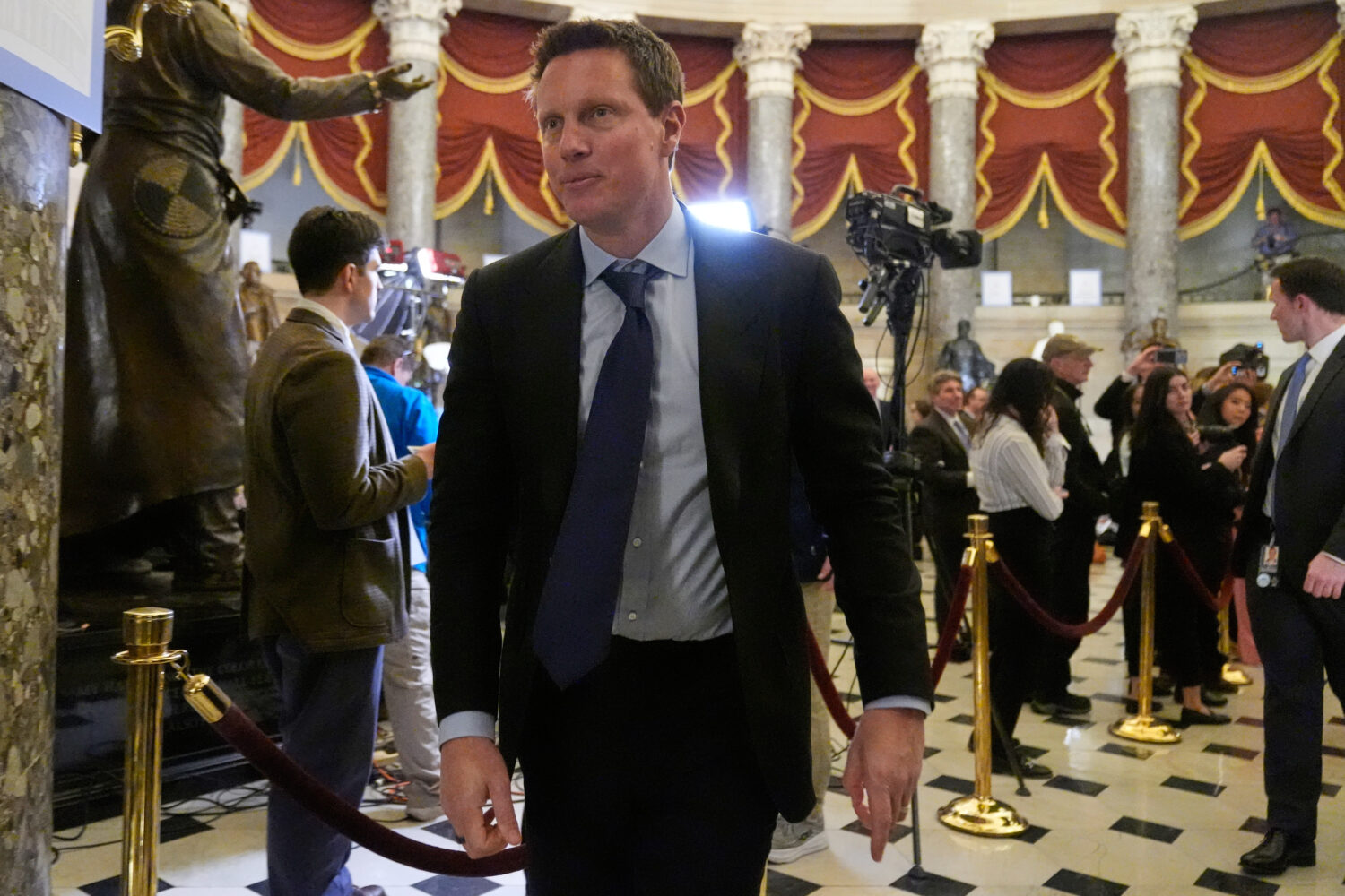 Paramount Skydance chairman and CEO David Ellison arrives before President Donald Trump delivers th...