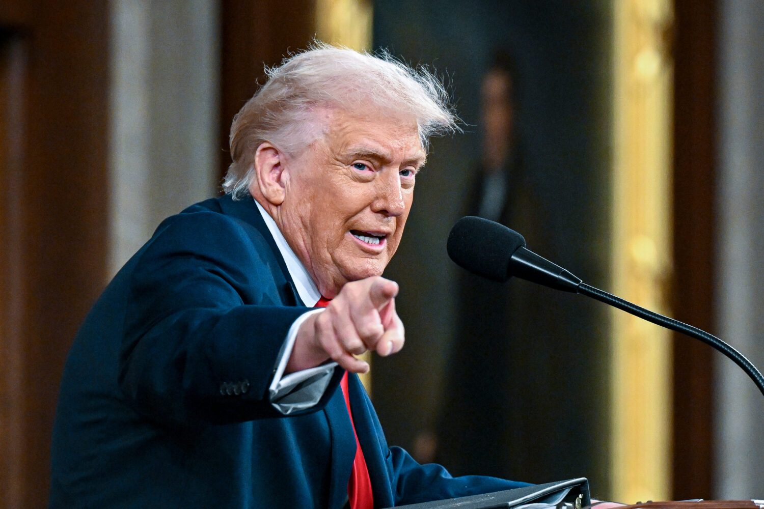 President Donald Trump delivers the State of the Union address to a joint session of Congress in th...