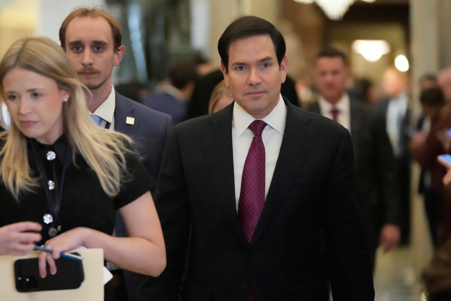 Secretary of State Marco Rubio arrives before President Donald Trump delivers the State of the Unio...