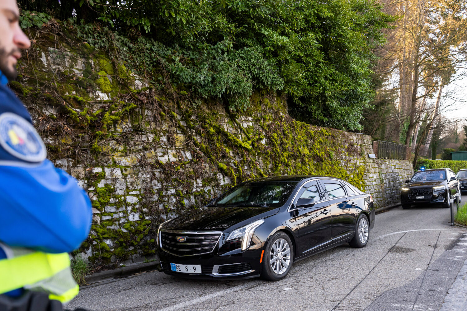 The U.S. delegation arrives at the Oman ambassador's residency, where the indirect nuclear talks be...