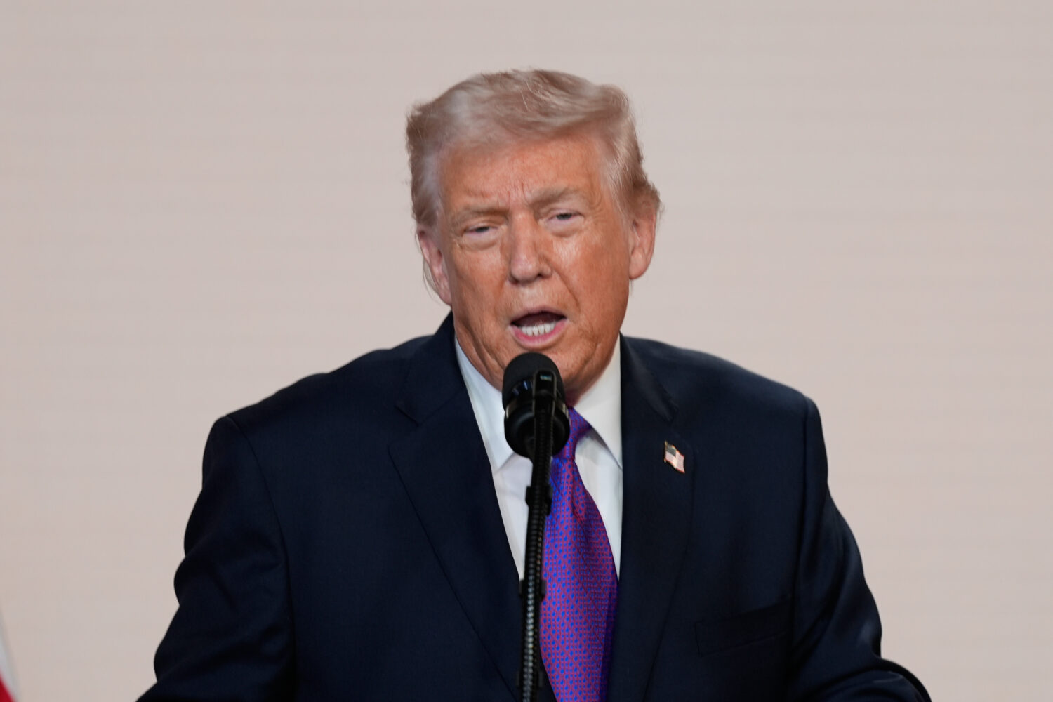 President Donald Trump speaks about TrumpRx in the South Court Auditorium in the Old Eisenhower Exe...
