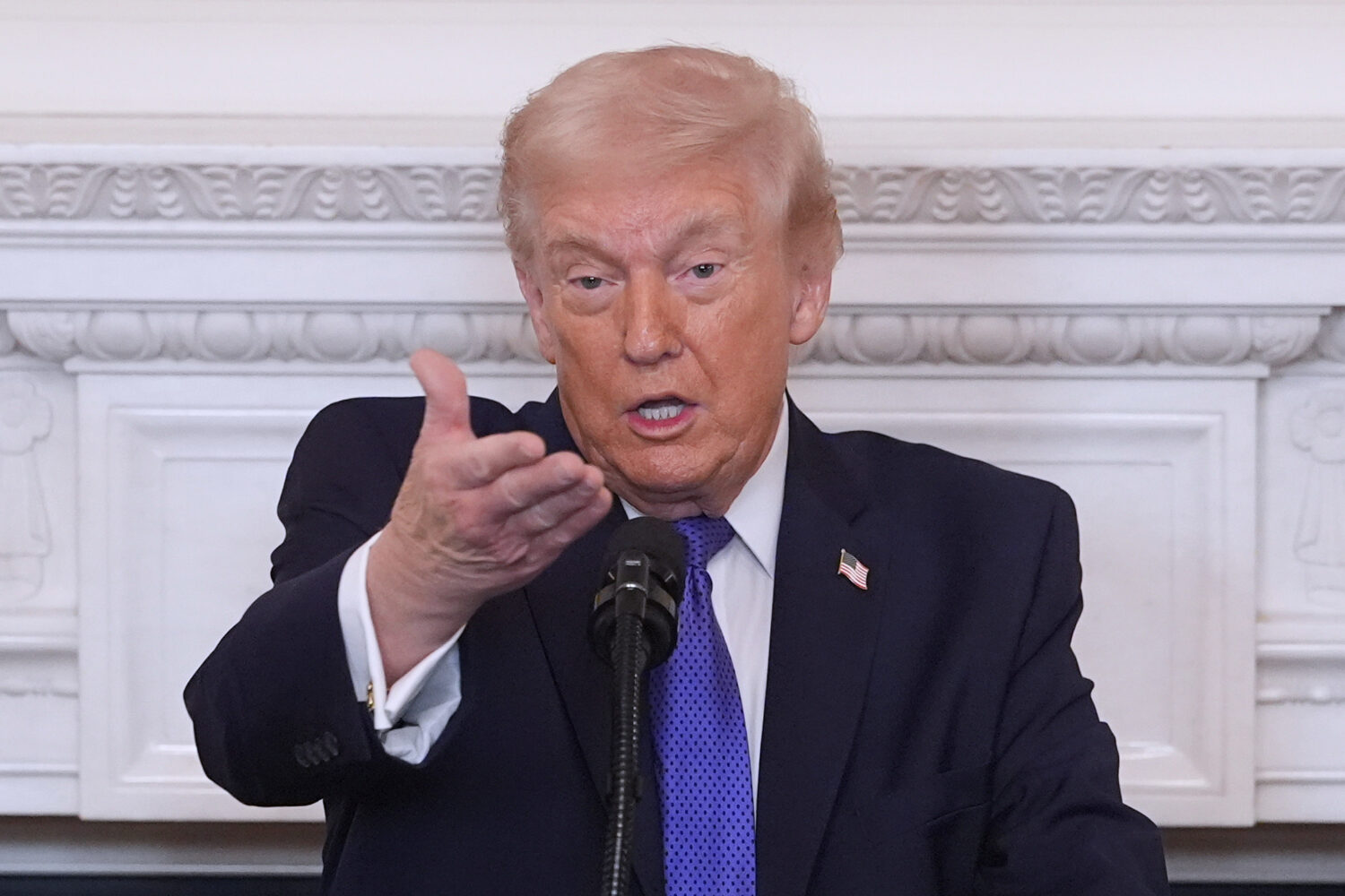 President Donald Trump speaks during a breakfast with the National Governors Association in the Sta...