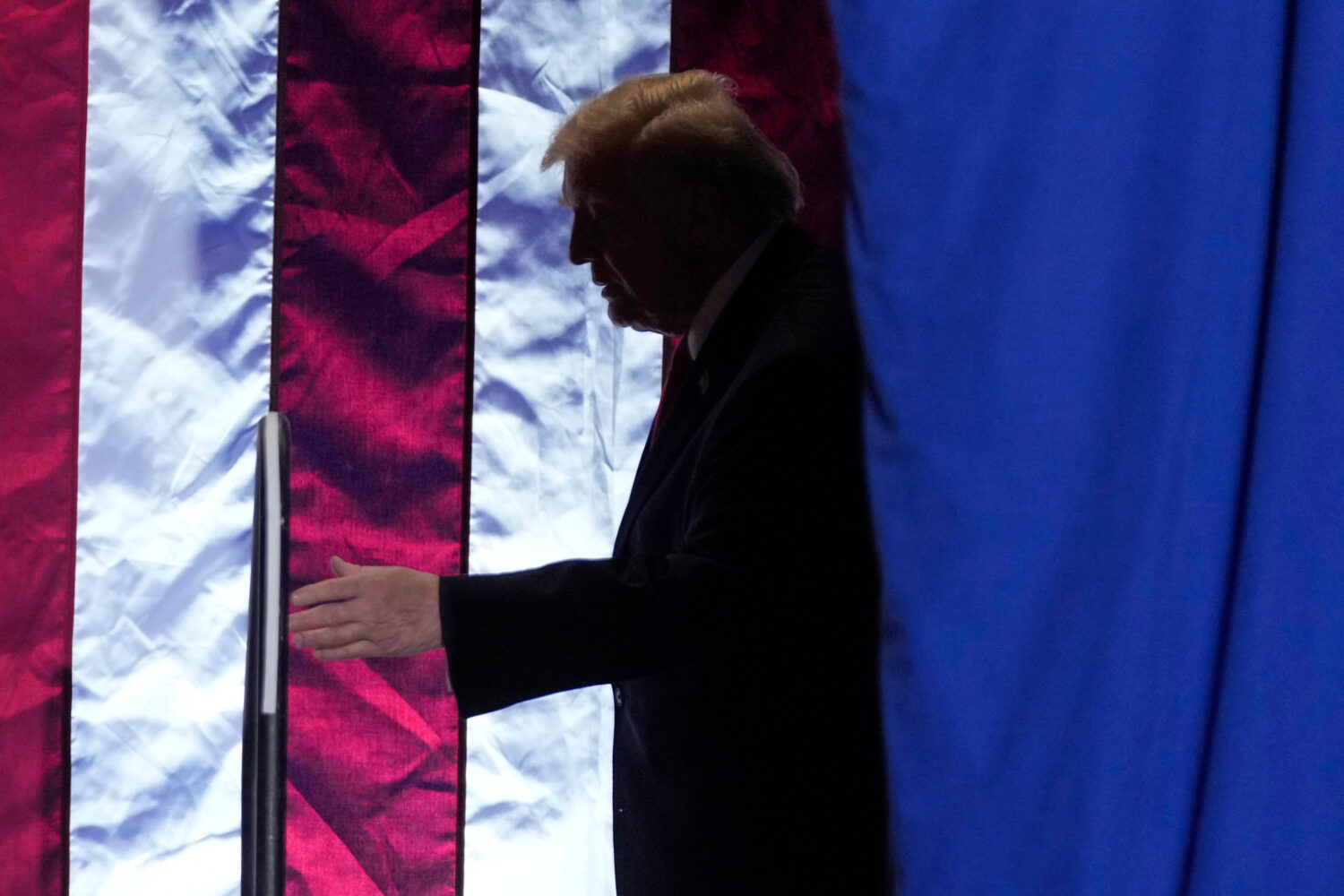 President Donald Trump arrives for an event at the Horizon Events Center in Clive, Iowa, Tuesday, J...