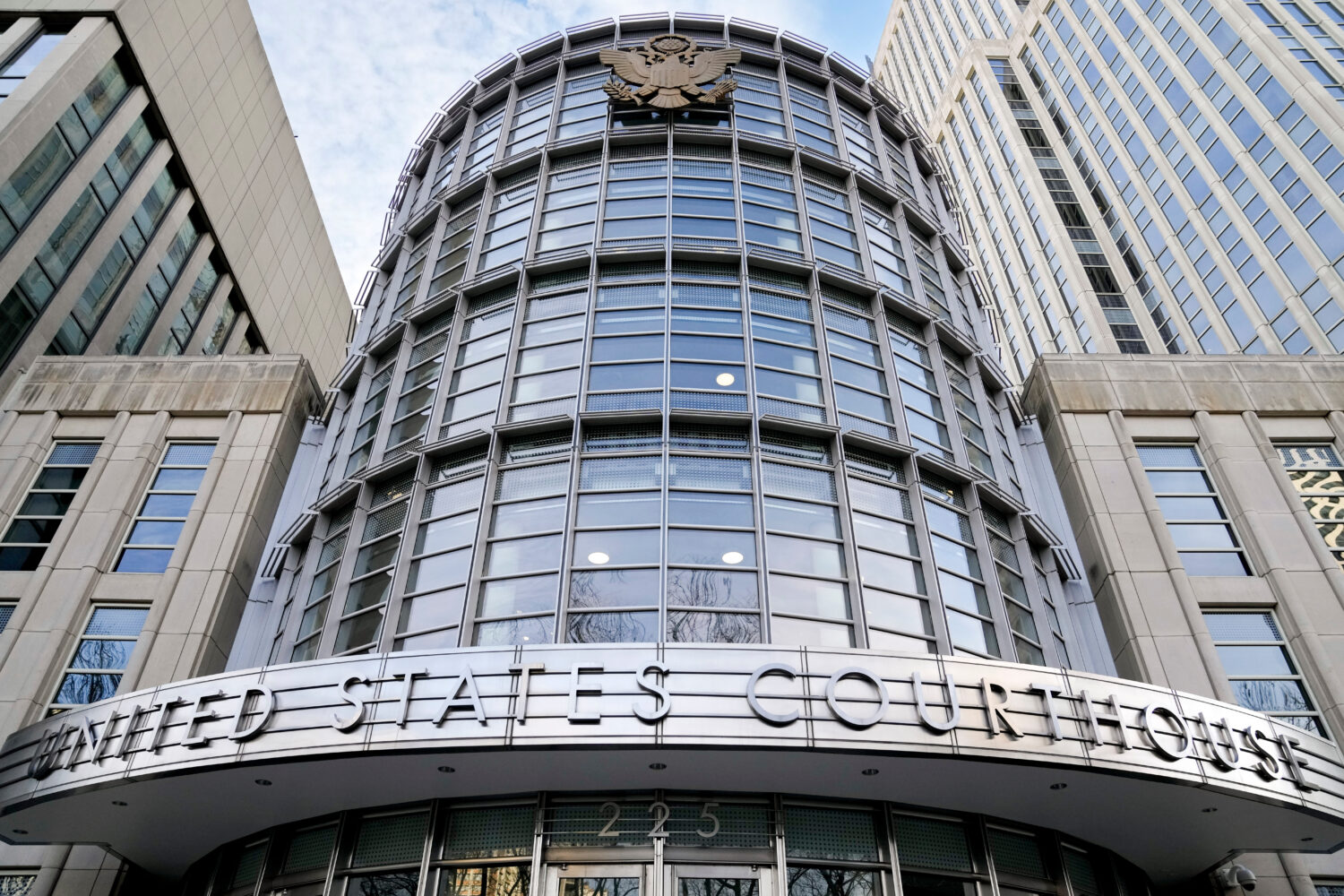 FILE - The seal of the United States is displayed on the facade of Federal court in Brooklyn, Jan. ...