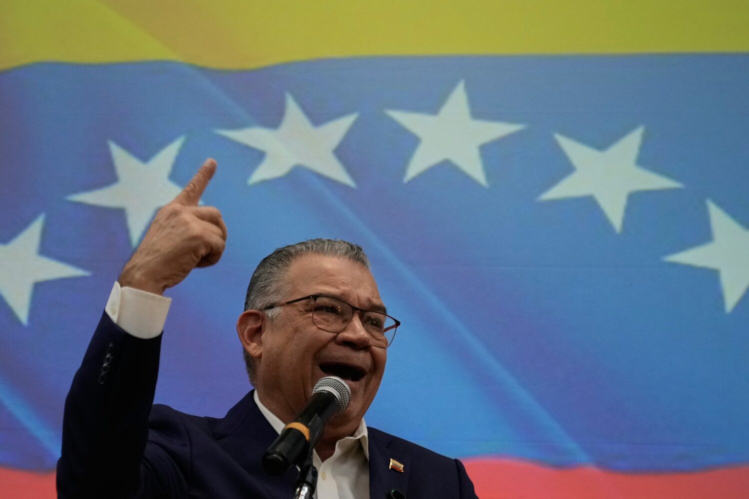 Venezuelan opposition politician Enrique Marquez speaks to the press in Caracas, Venezuela, Friday,...