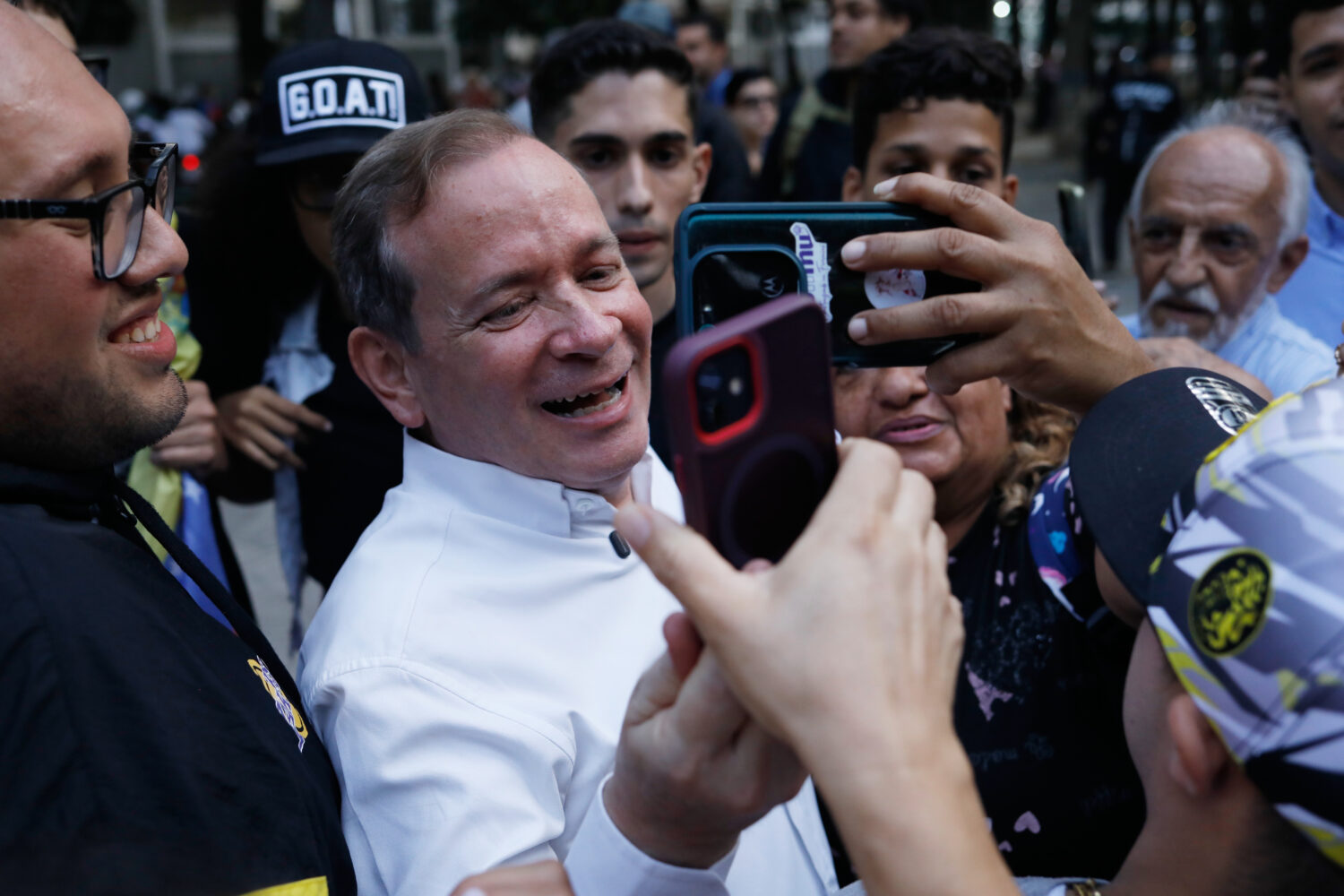 Opposition leader Juan Pablo Guanipa records a video message to supporters after his release from p...